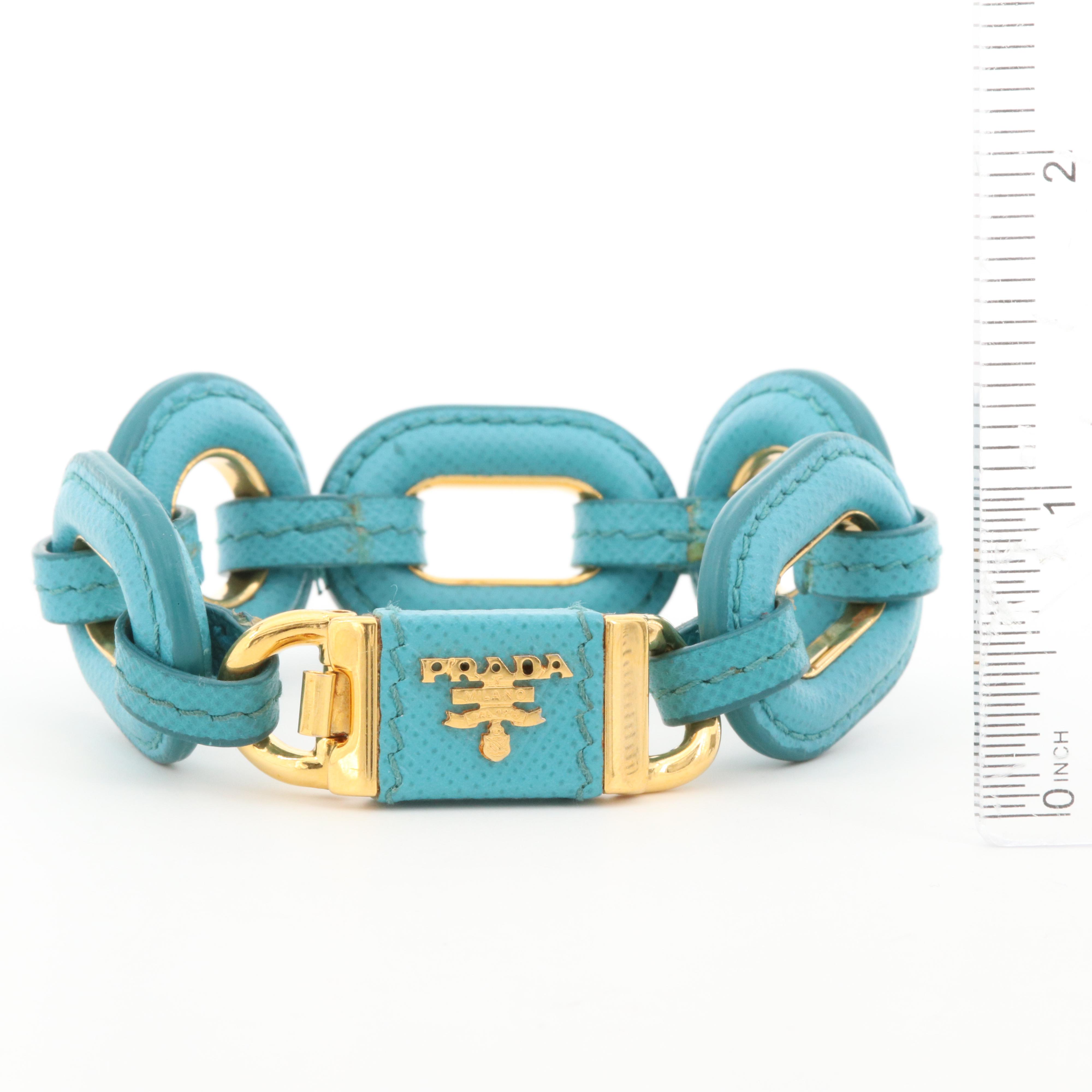 Prada Leather Large Link Bracelet with Presentation Box