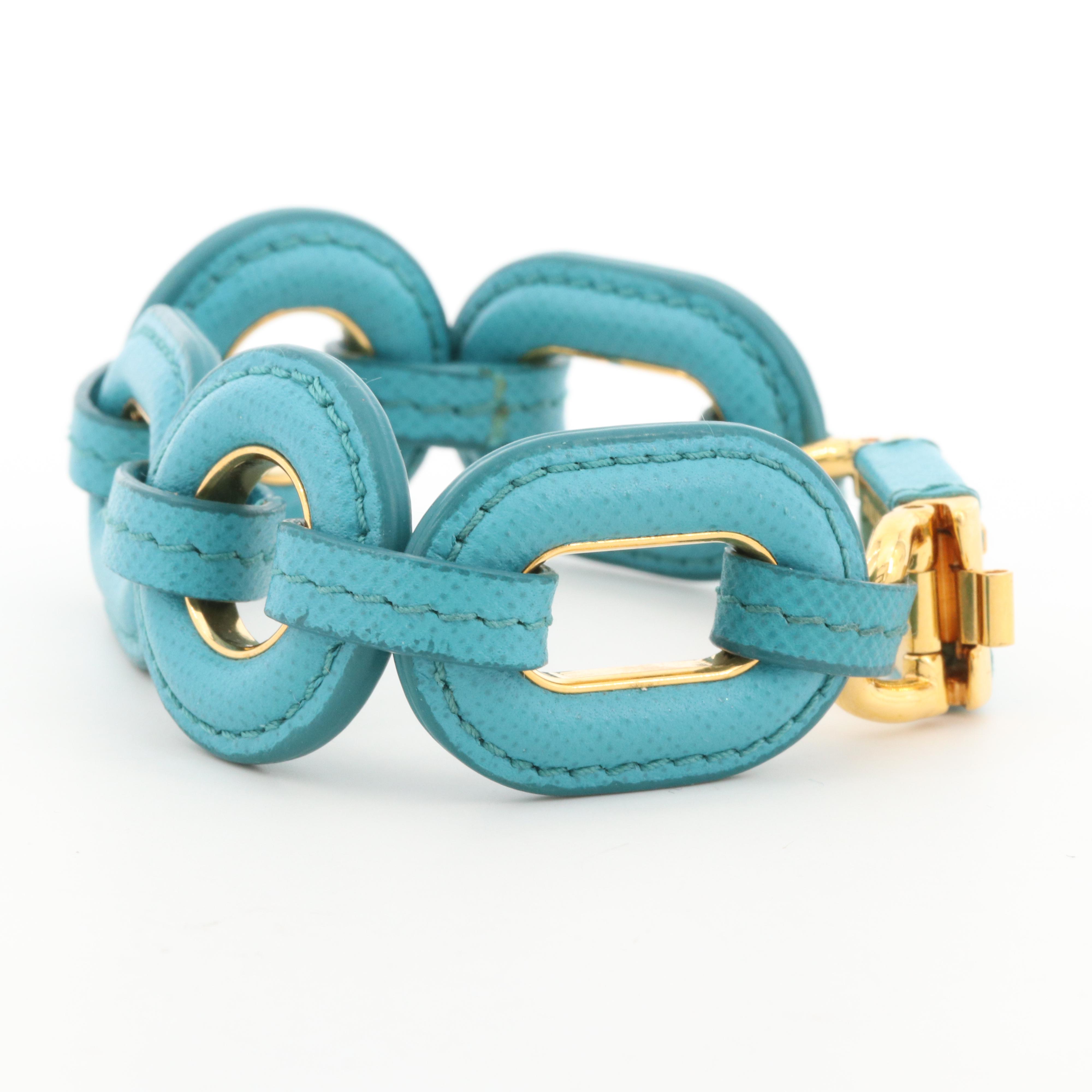 Prada Leather Large Link Bracelet with Presentation Box