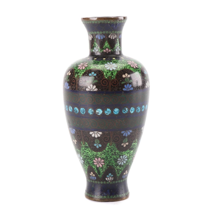 Japanese Bronze Cloisonné Vase, Meiji Period