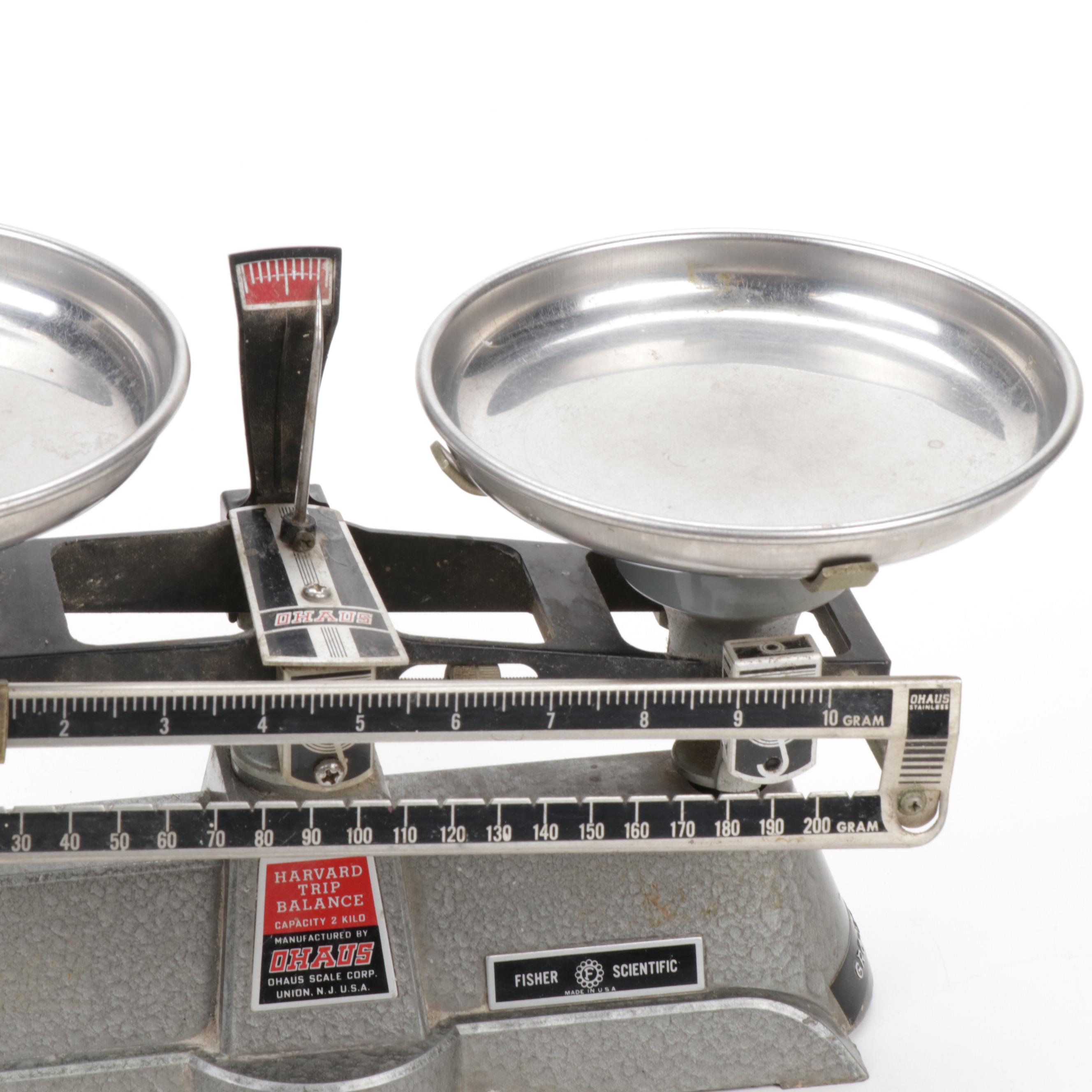 Vintage Ohaus Harvard Trip Balance Scale and Weights