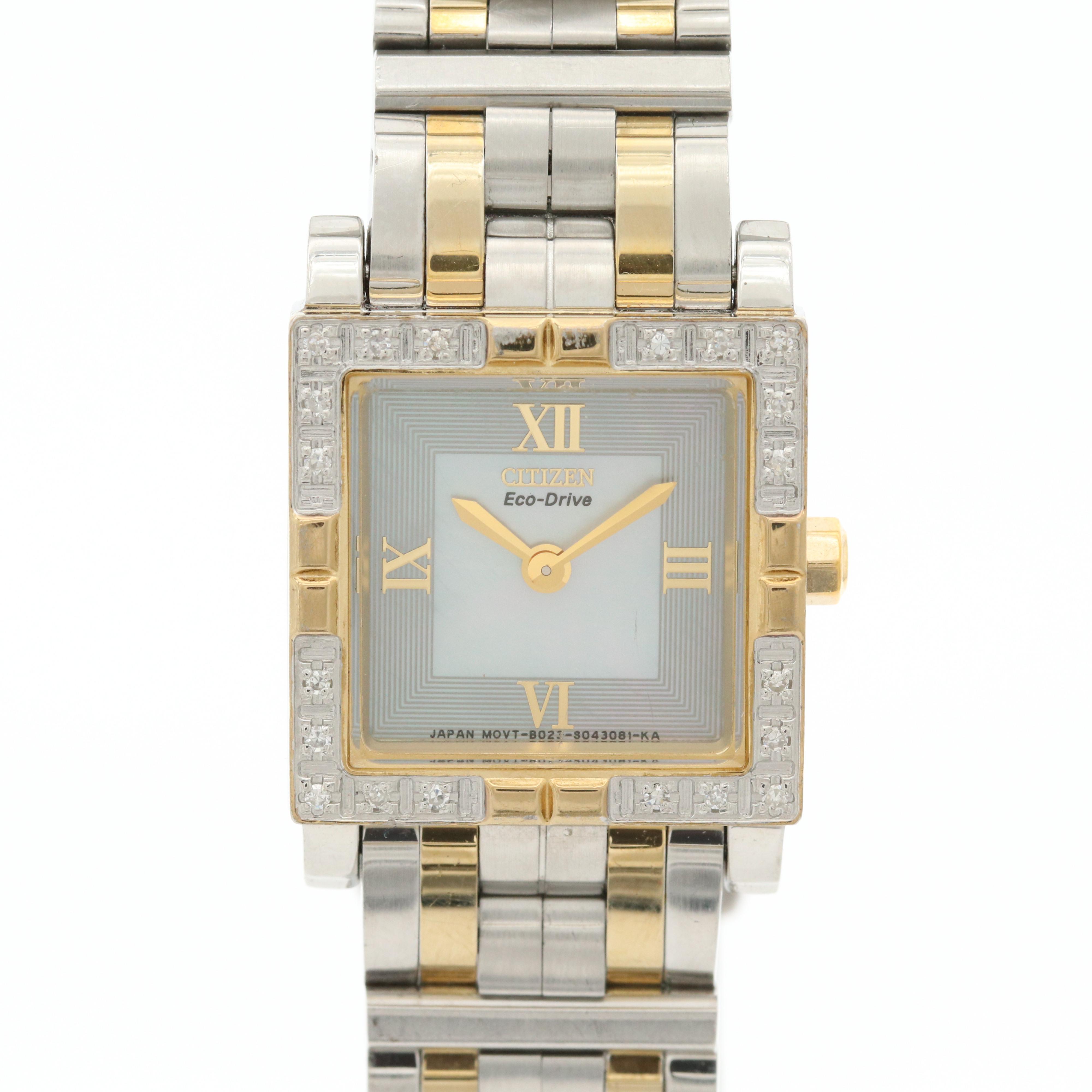 Citizen Eco-Drive Two Tone Stainless Steel and Diamond Bezel Watch
