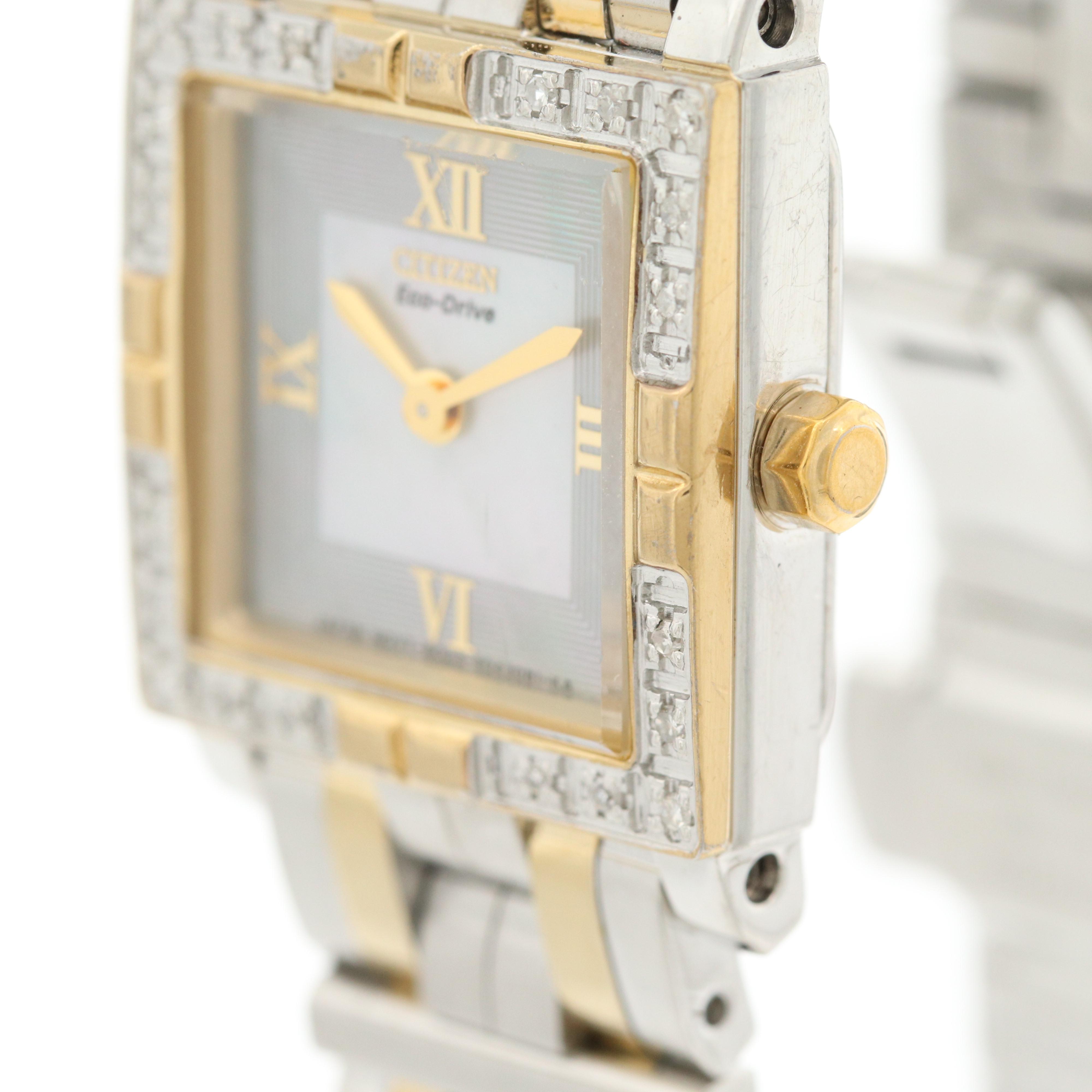 Citizen Eco-Drive Two Tone Stainless Steel and Diamond Bezel Watch