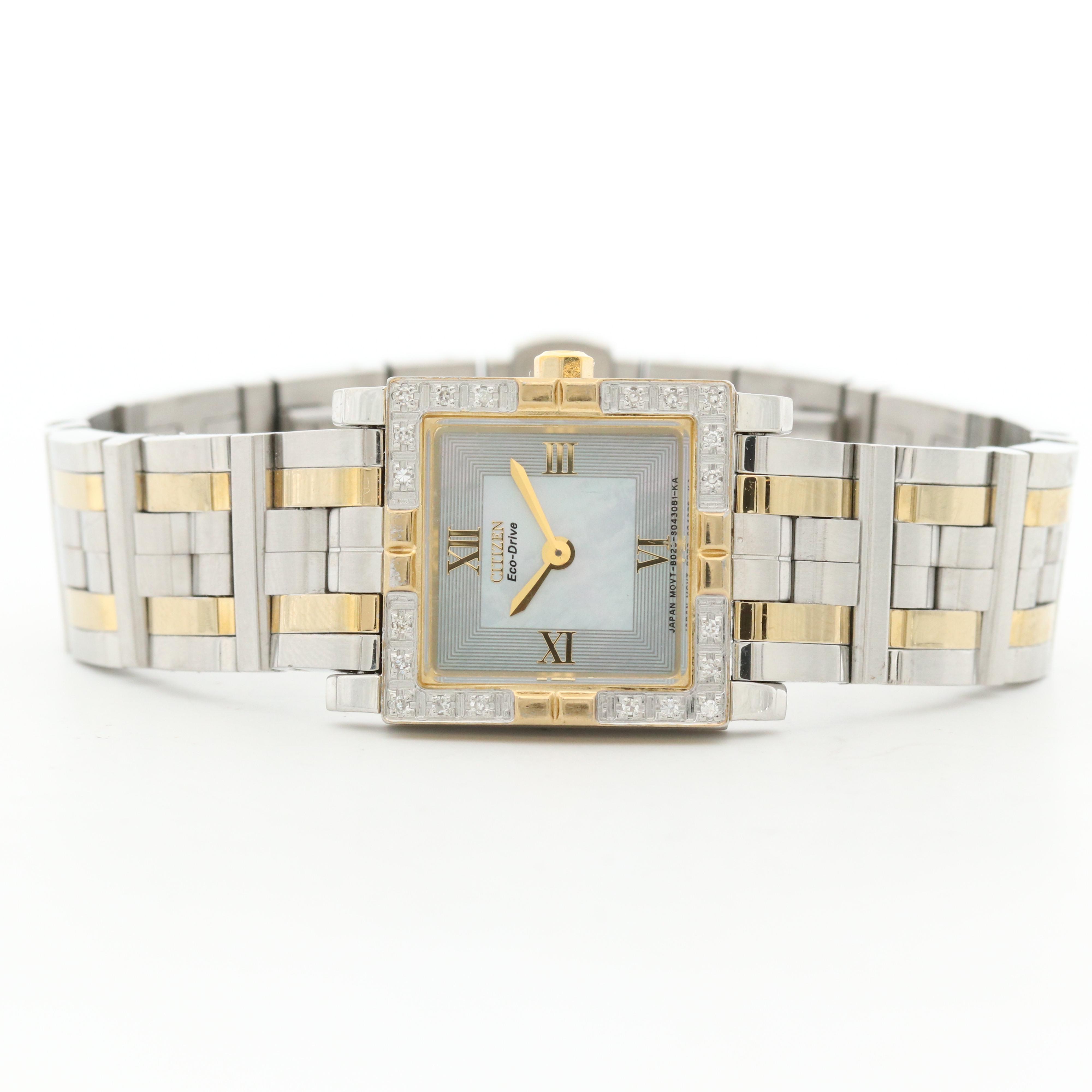 Citizen Eco-Drive Two Tone Stainless Steel and Diamond Bezel Watch