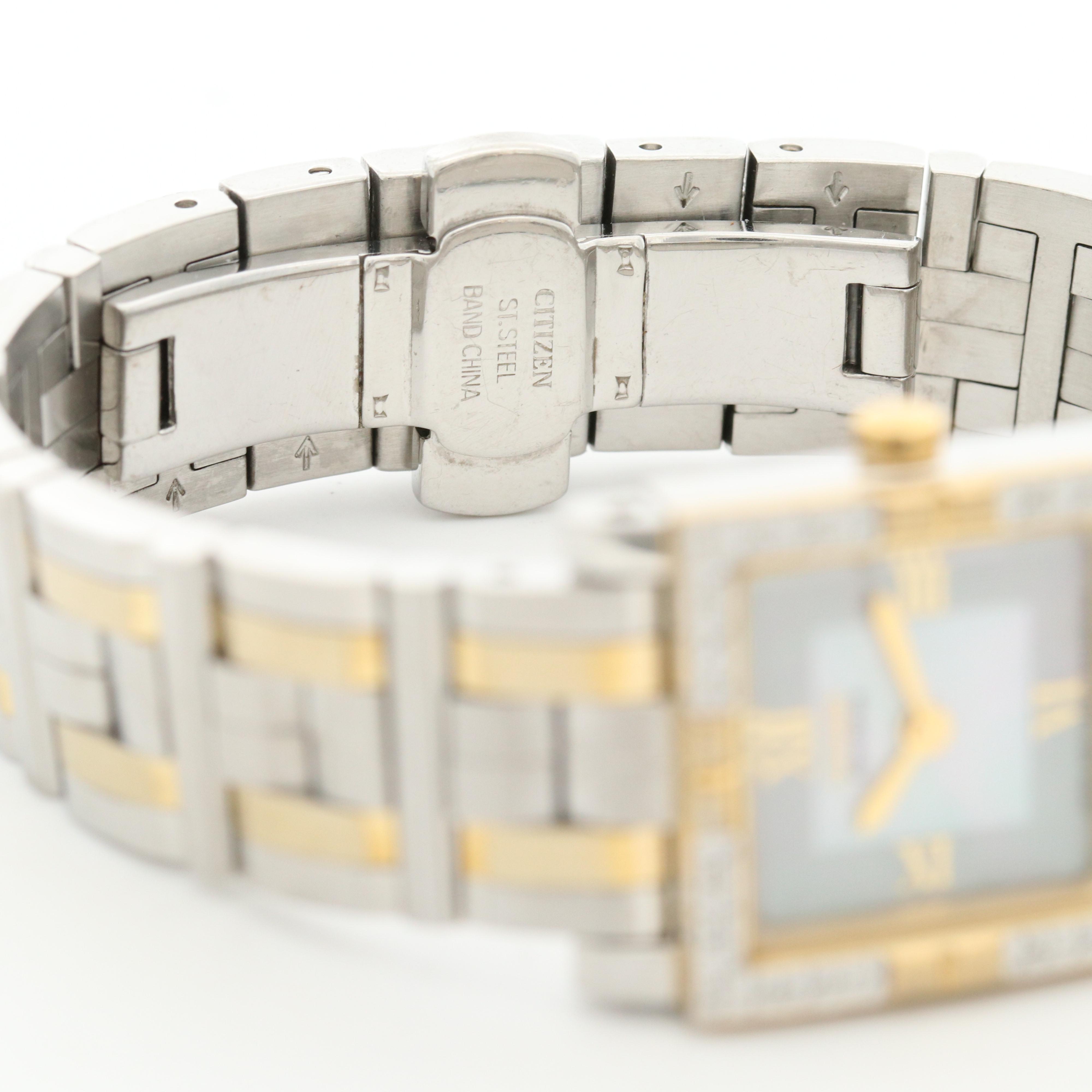 Citizen Eco-Drive Two Tone Stainless Steel and Diamond Bezel Watch