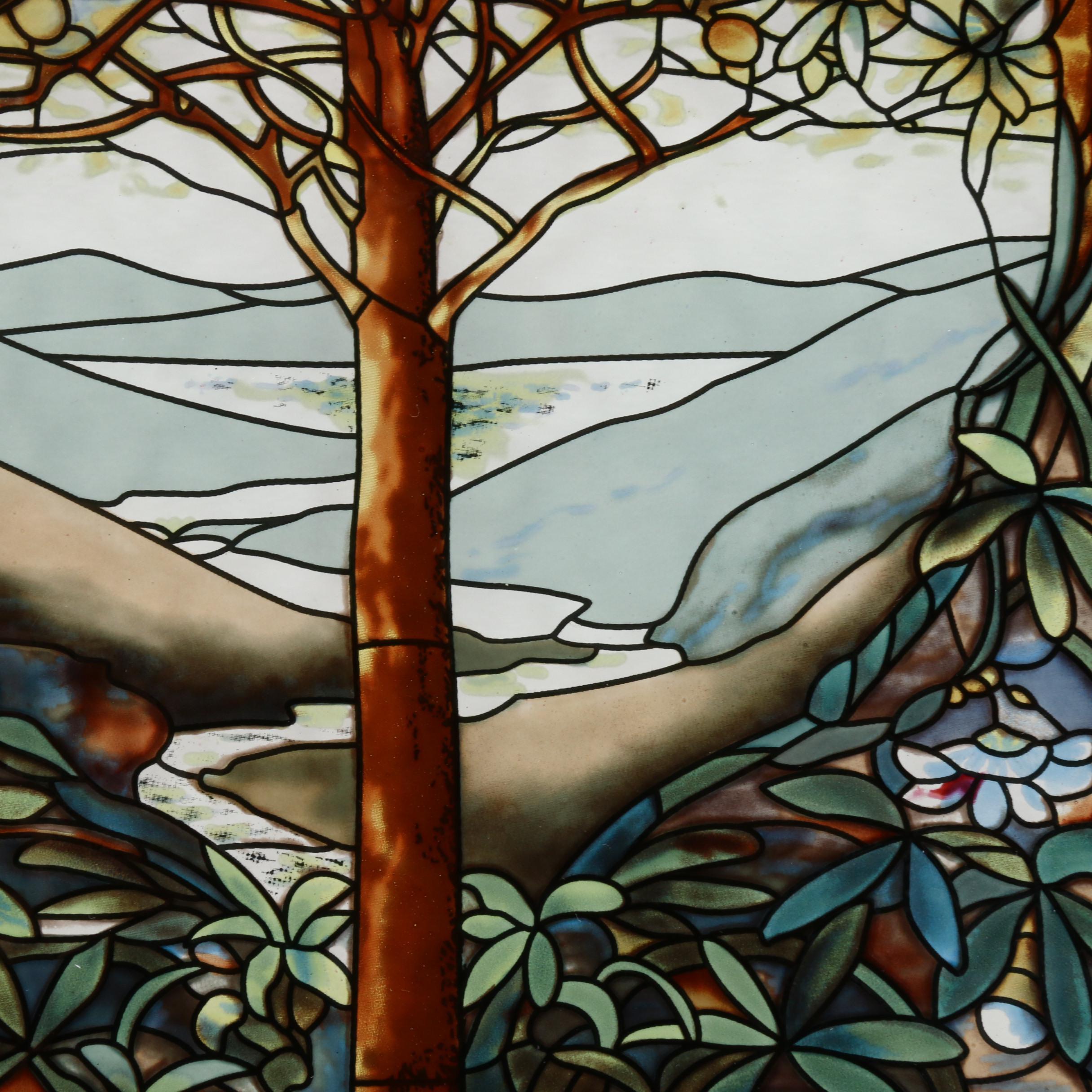 Glassmasters "Tree of Life" Stained Glass Wall Hanging after Tiffany Studios