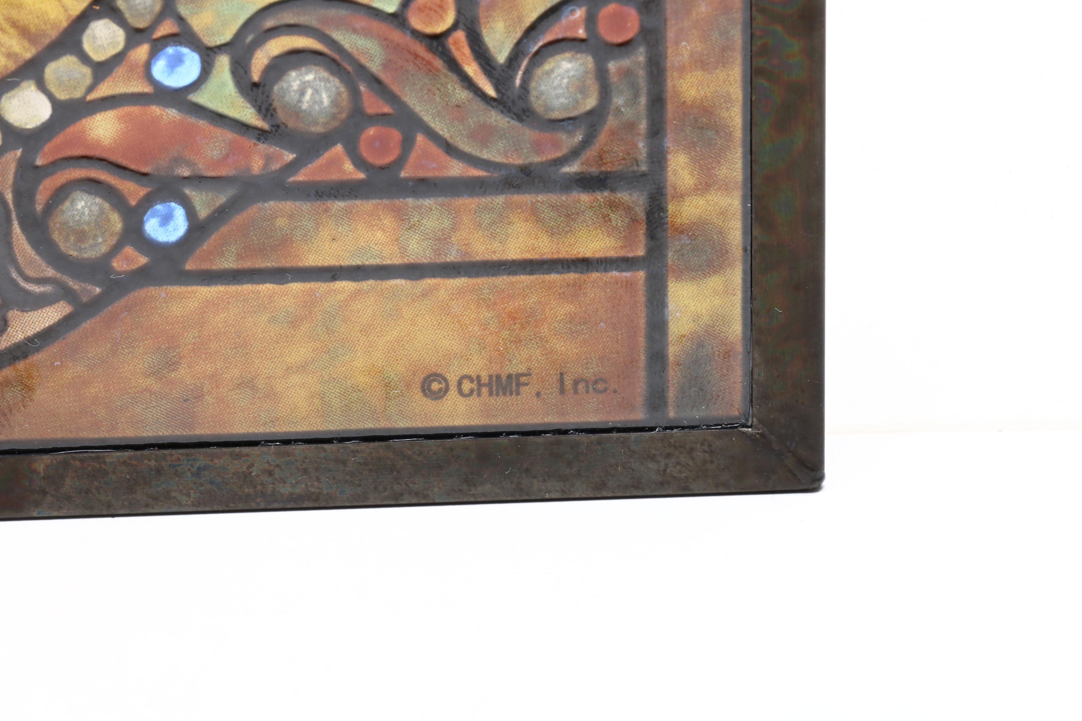 "Autumn" Painted Glass Hanging Panel After Tiffany Studios