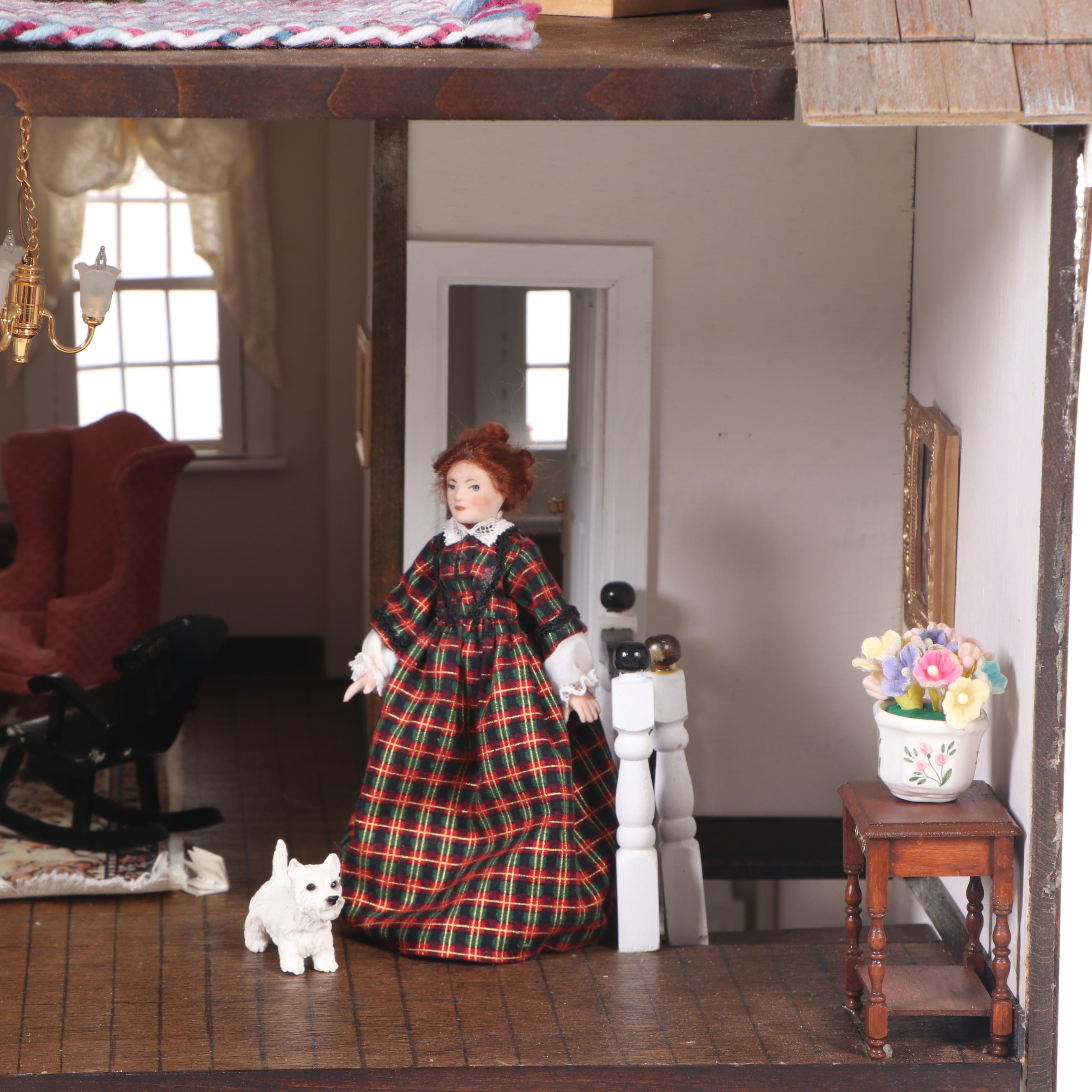 Handmade Electrified Dollhouse with Accessories