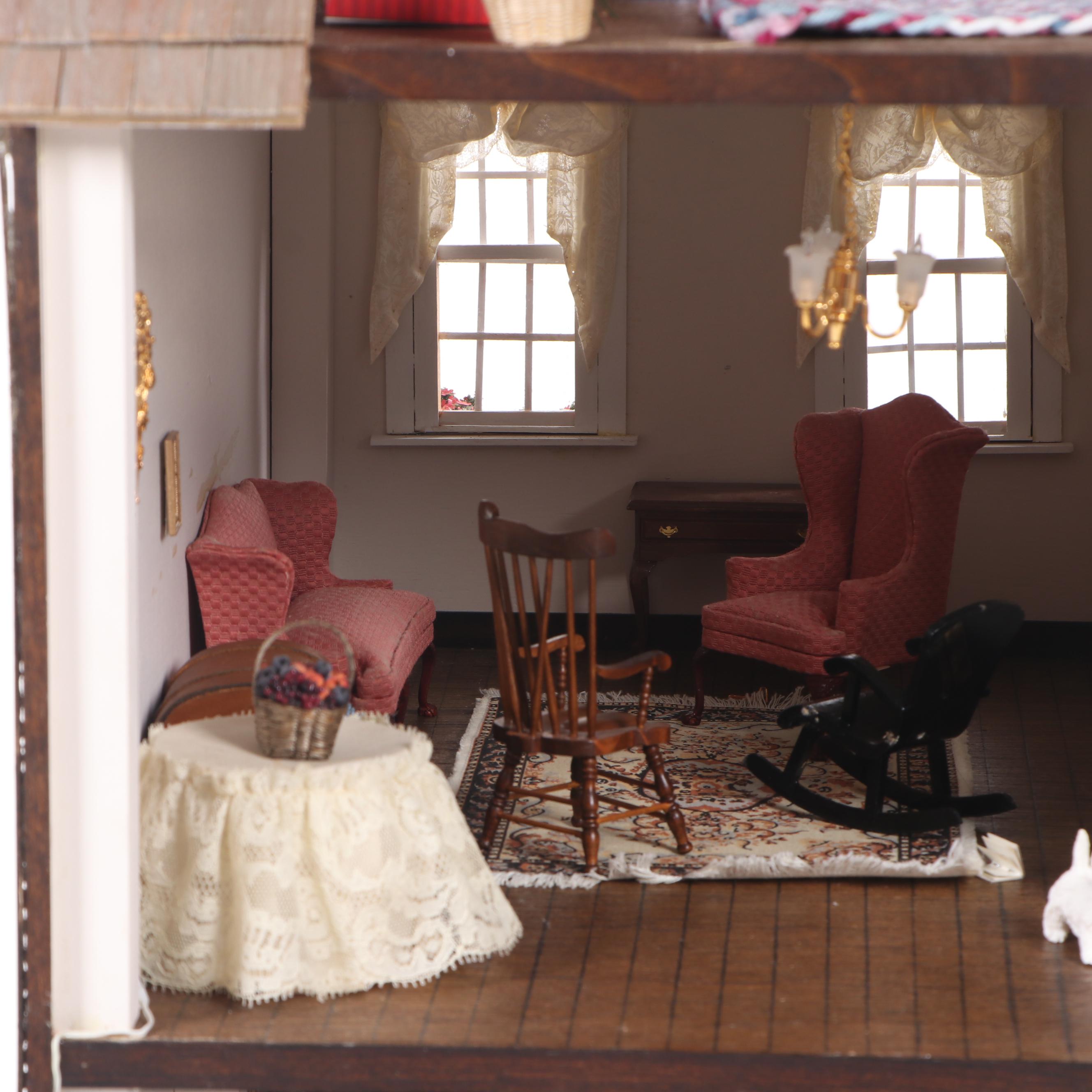 Handmade Electrified Dollhouse with Accessories