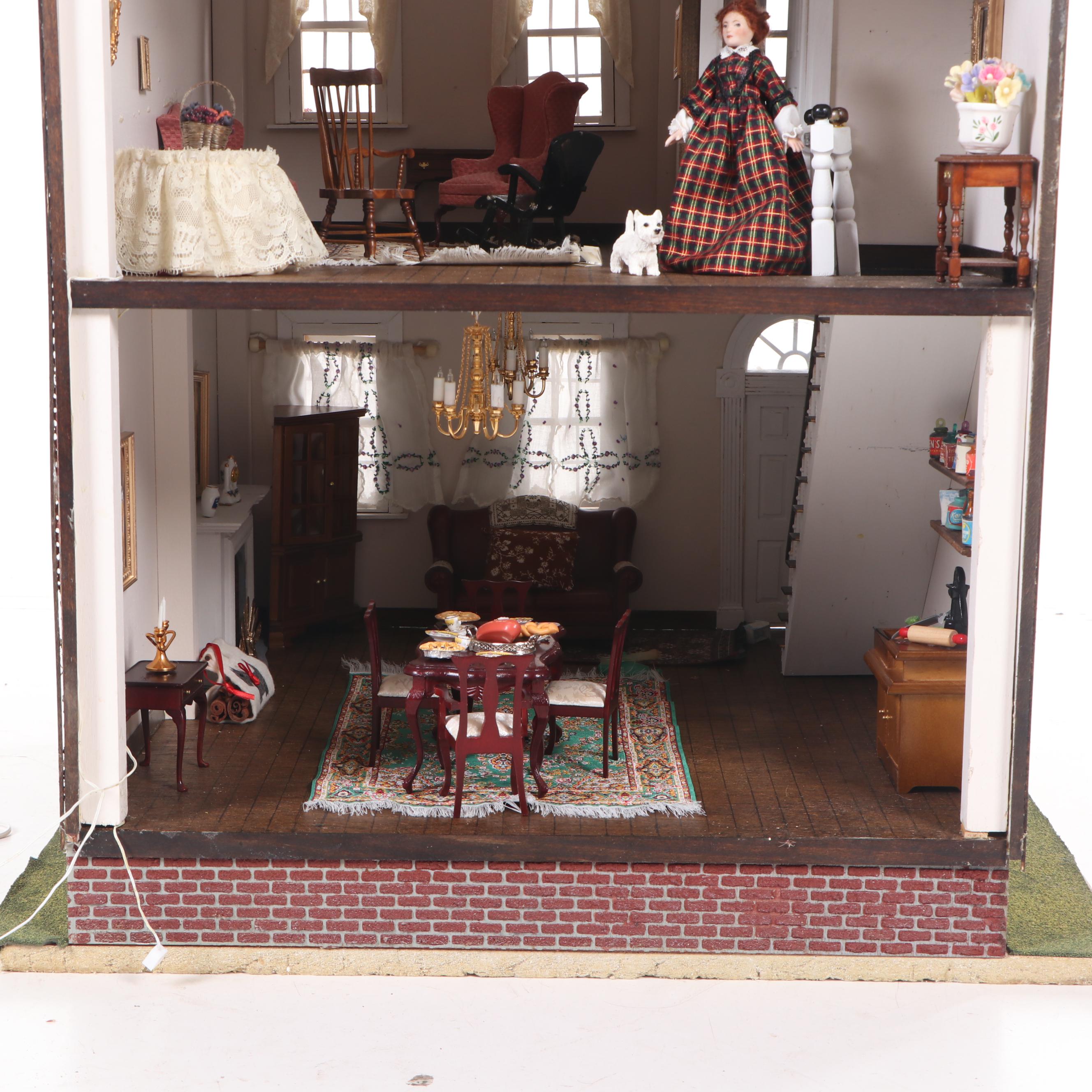 Handmade Electrified Dollhouse with Accessories
