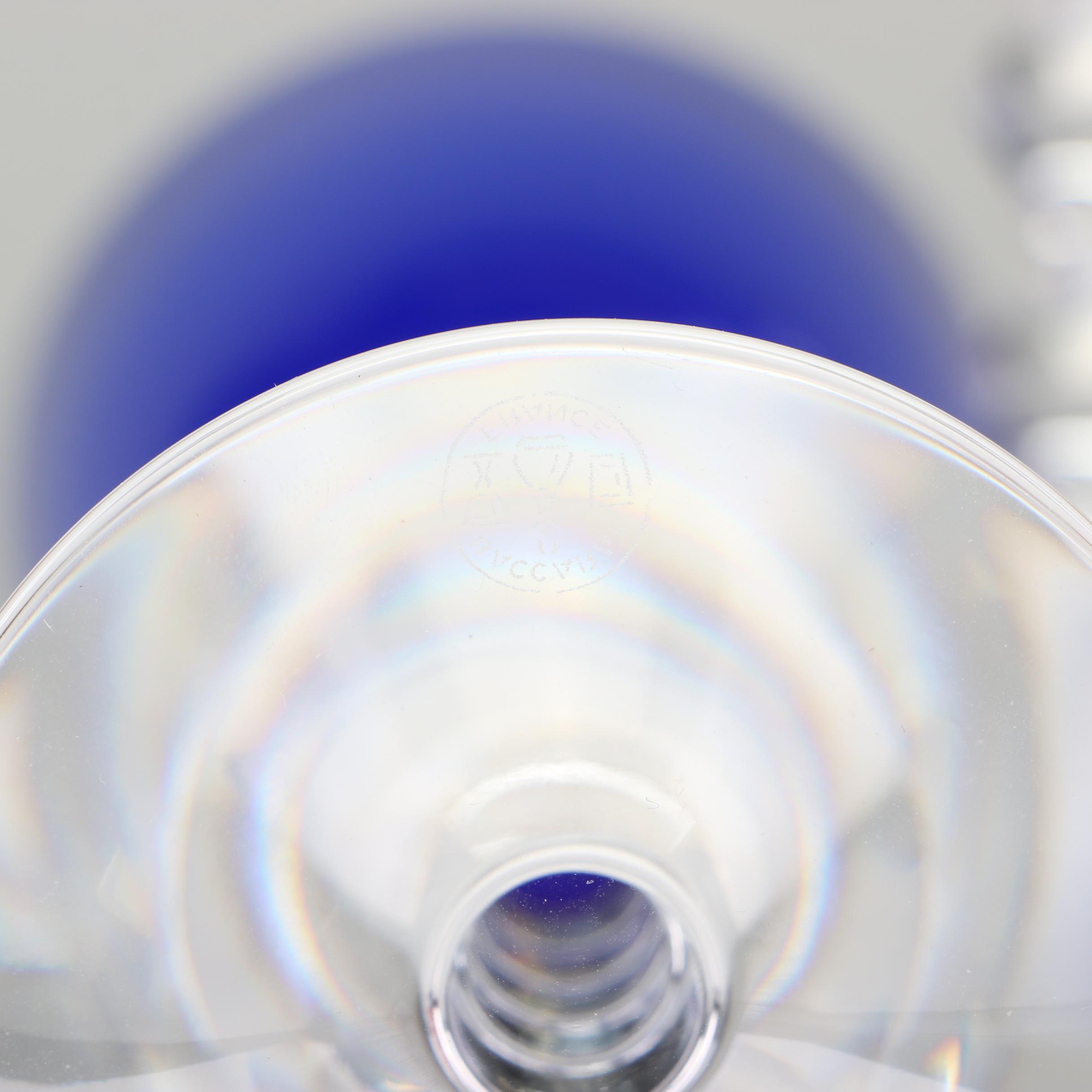 Baccarat "Vega" Amethyst, Topaz and Sapphire-Colored Crystal Rhine Wine Glasses