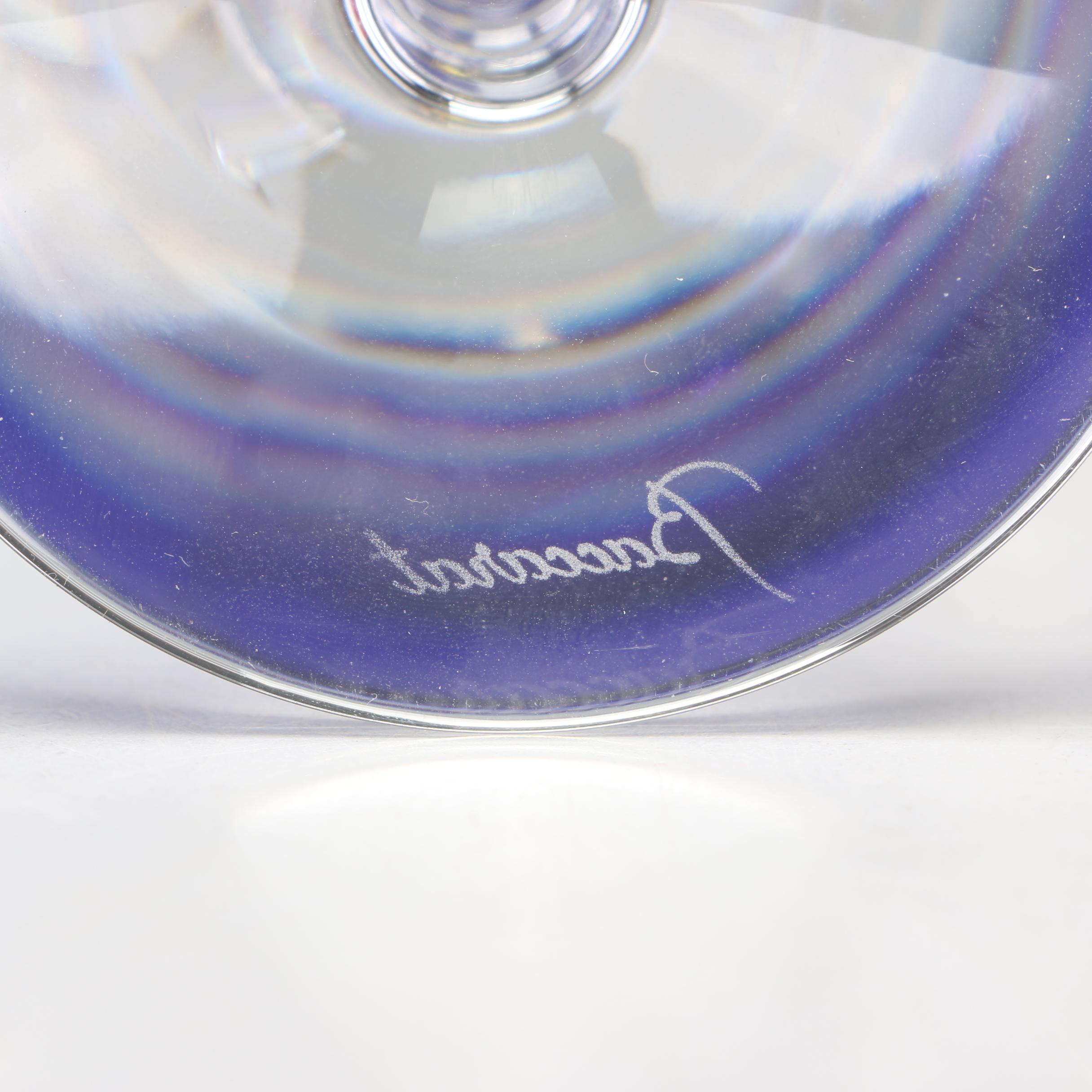 Baccarat "Vega" Amethyst, Topaz and Sapphire-Colored Crystal Rhine Wine Glasses