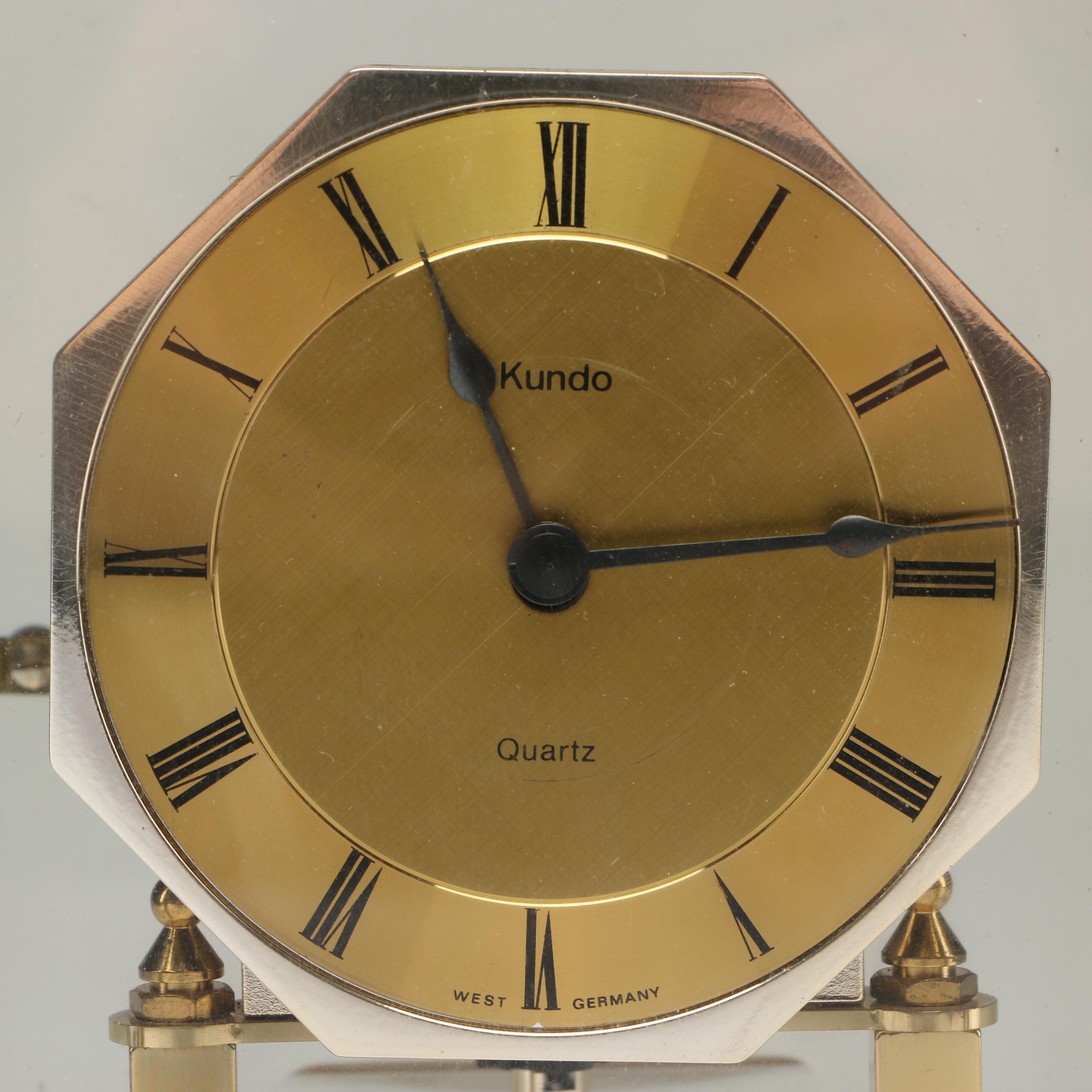 Kundo Quartz Anniversary Clock with Brass Case, Late 20th Century