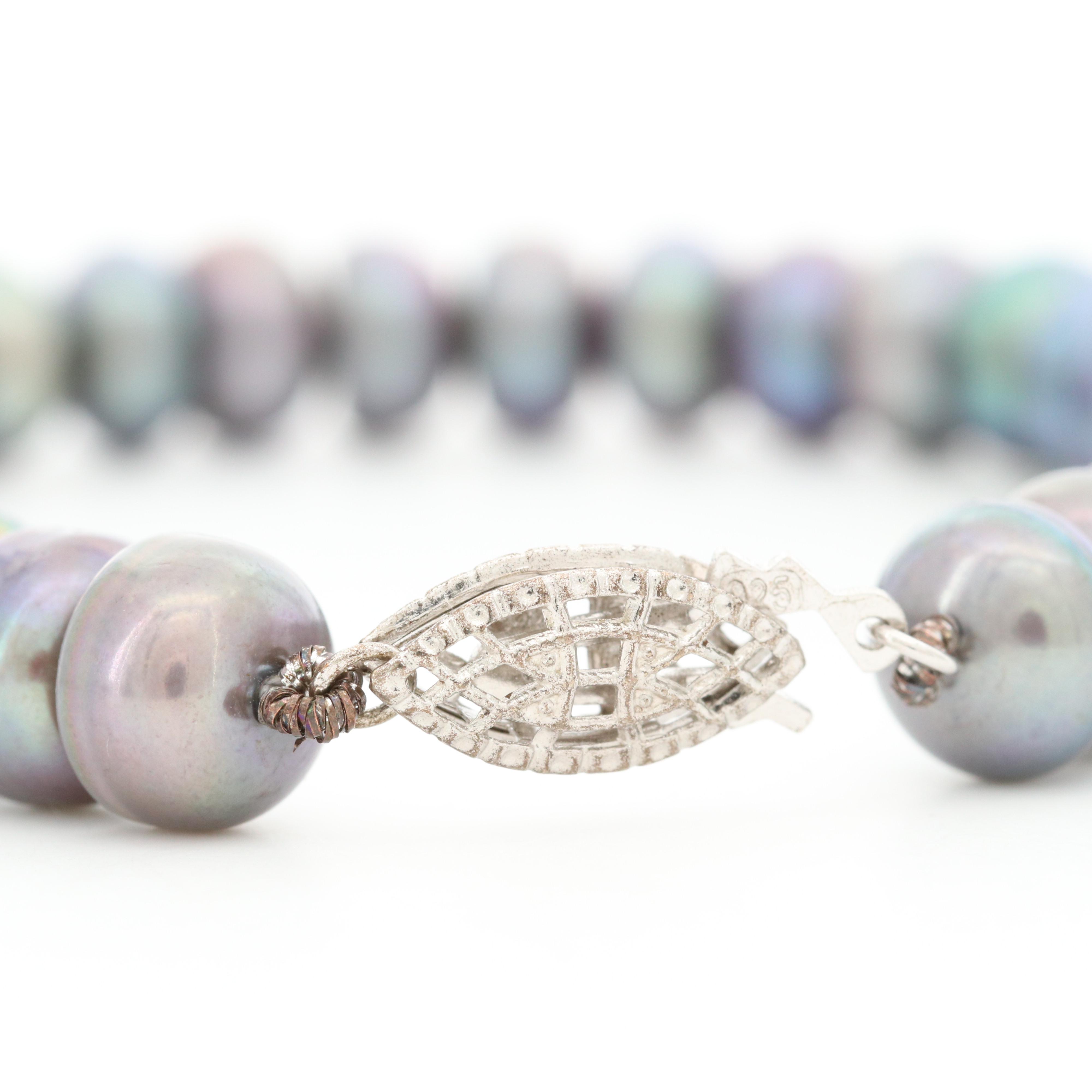 Sterling Silver Cultured Pearl, Glass and Blue Topaz Bracelets