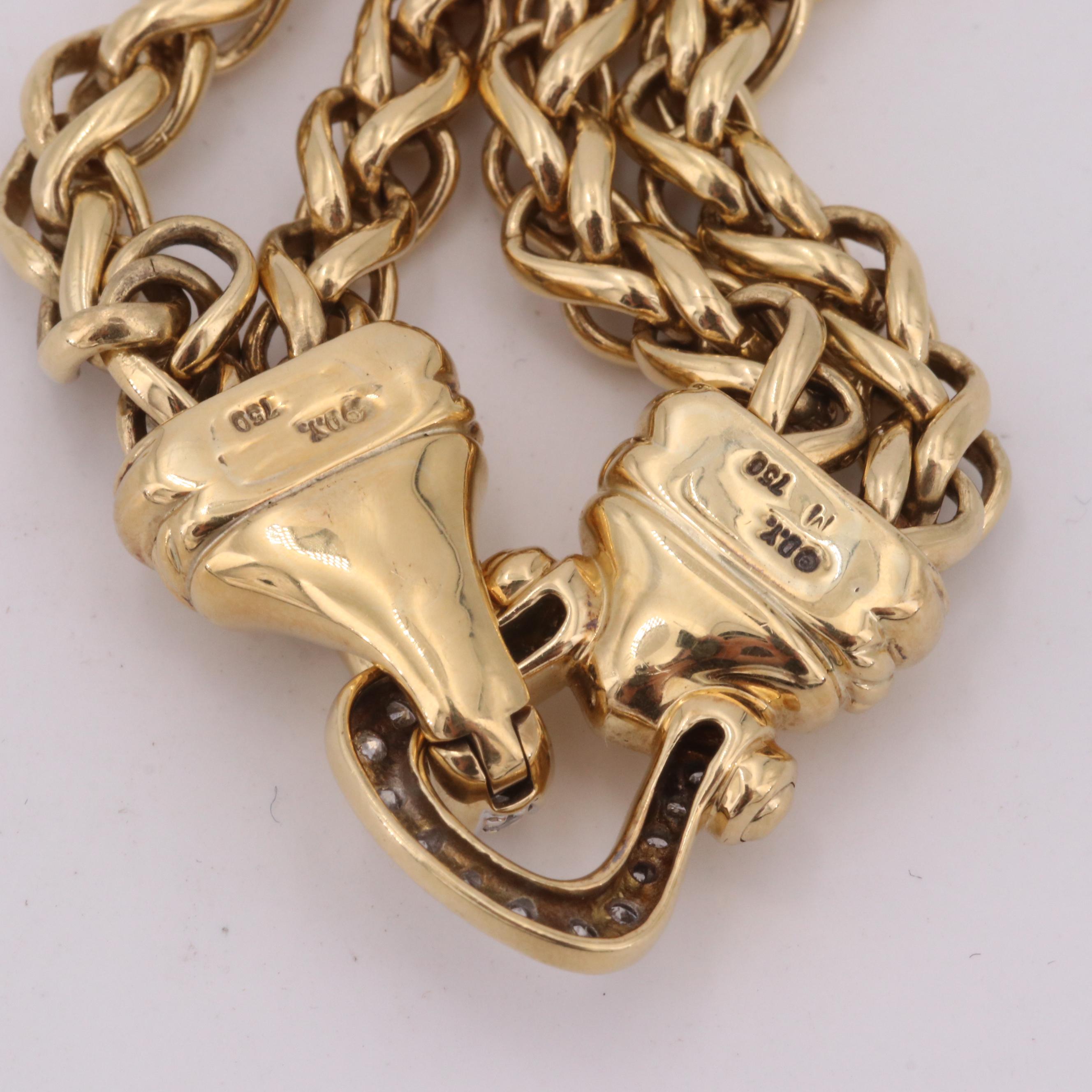 David Yurman 18K Yellow Gold Diamond Horseshoe Clasp Bracelet