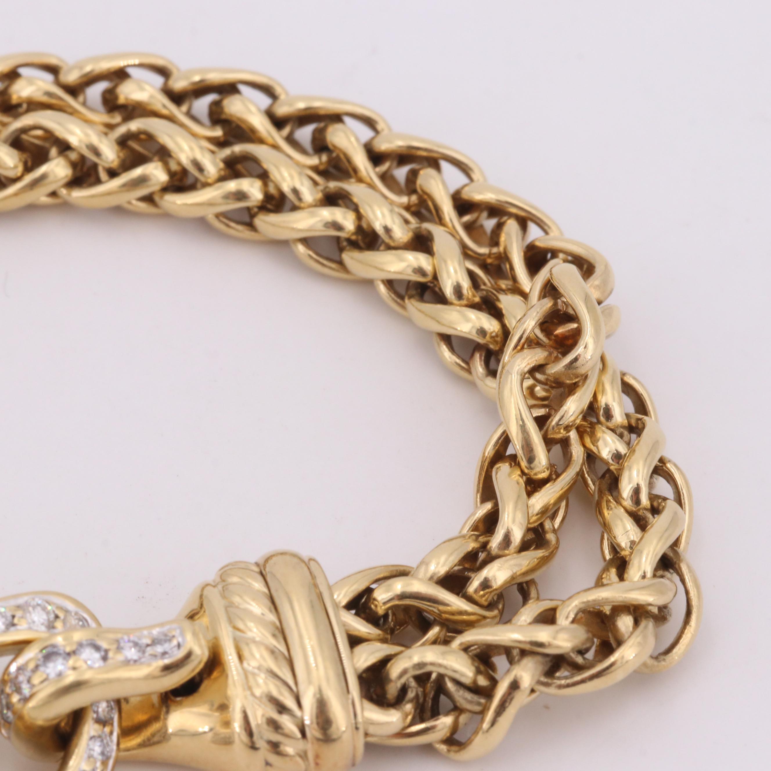David Yurman 18K Yellow Gold Diamond Horseshoe Clasp Bracelet