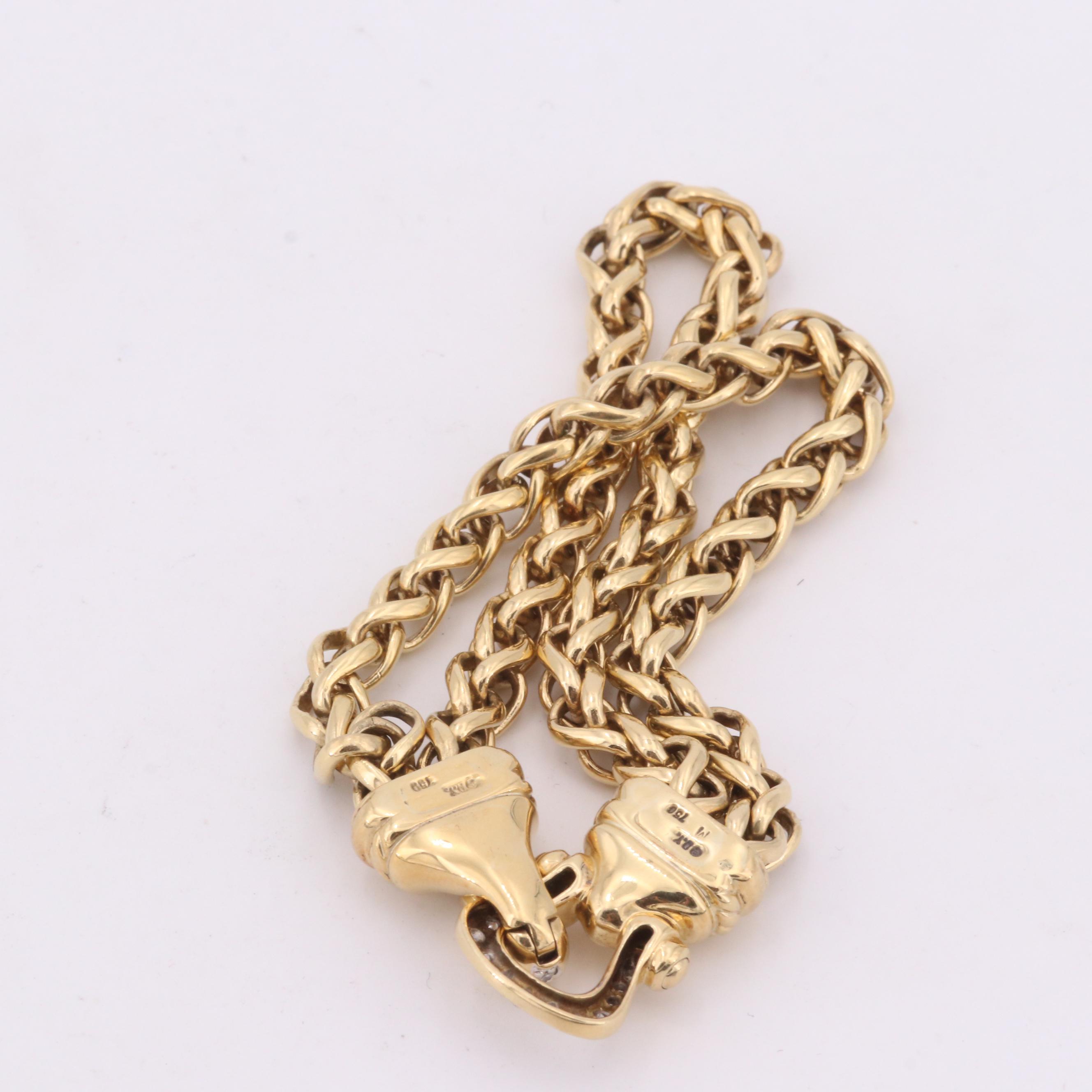 David Yurman 18K Yellow Gold Diamond Horseshoe Clasp Bracelet