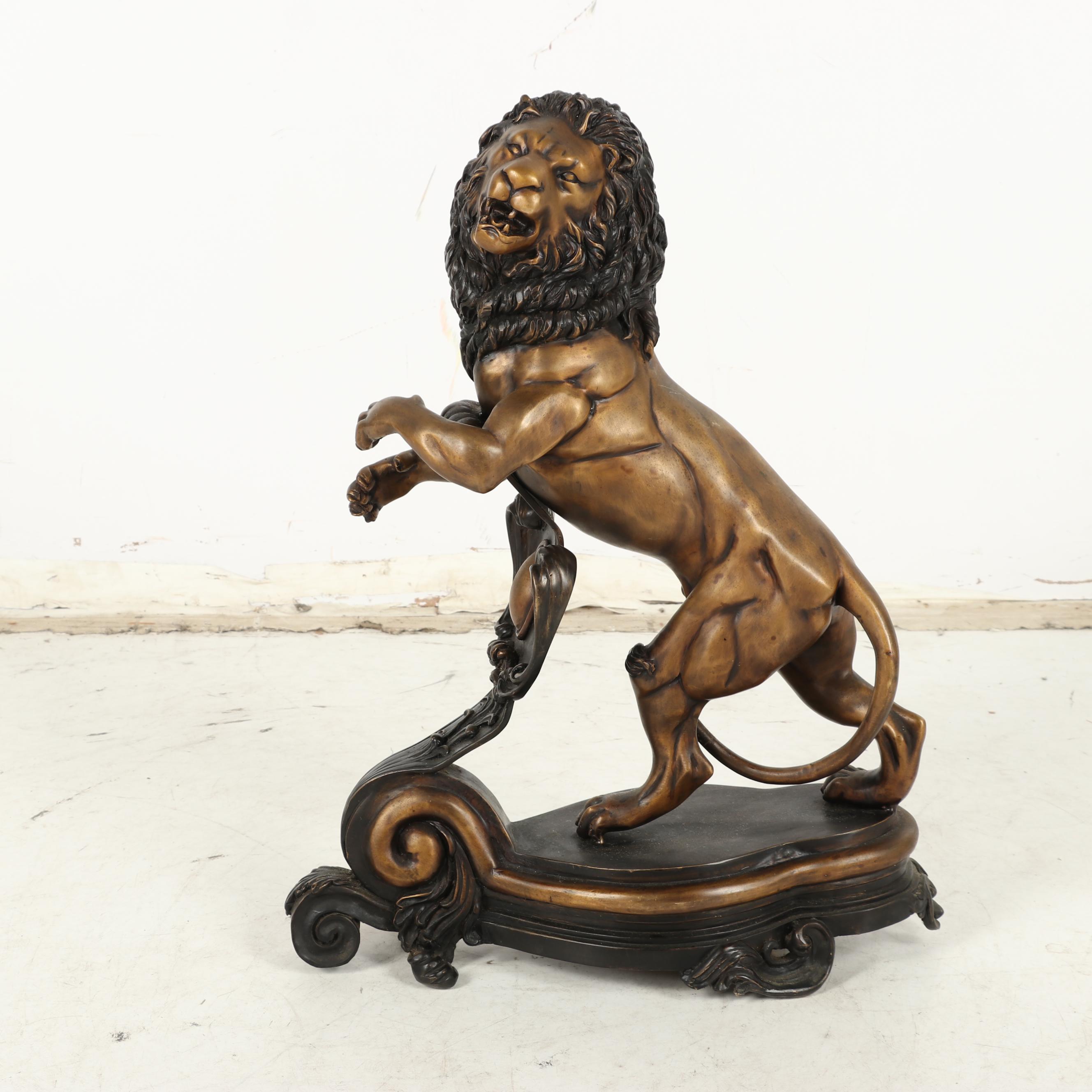 Bronze Lion Andirons