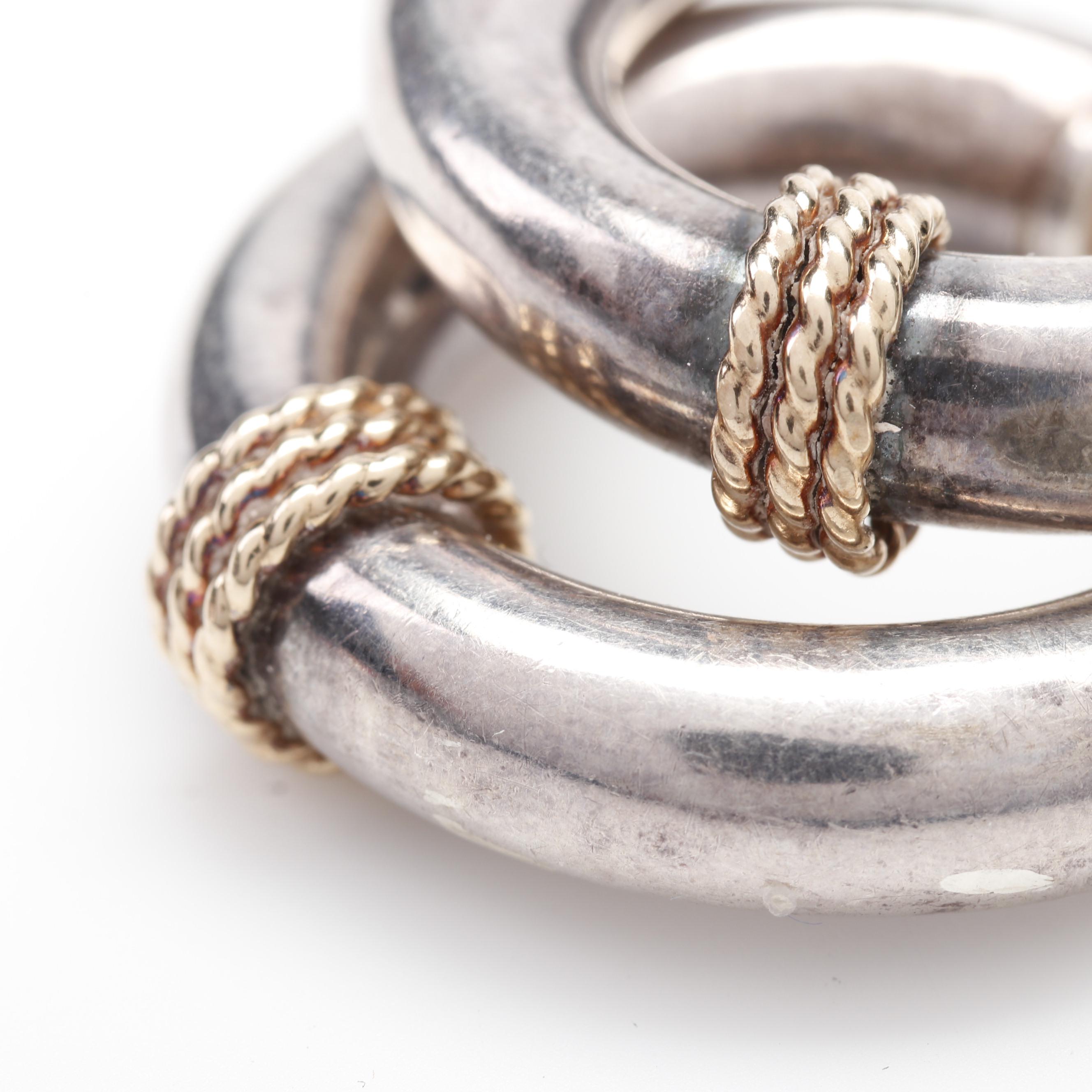 Sterling Silver Hoops with 14K Yellow Gold Accents