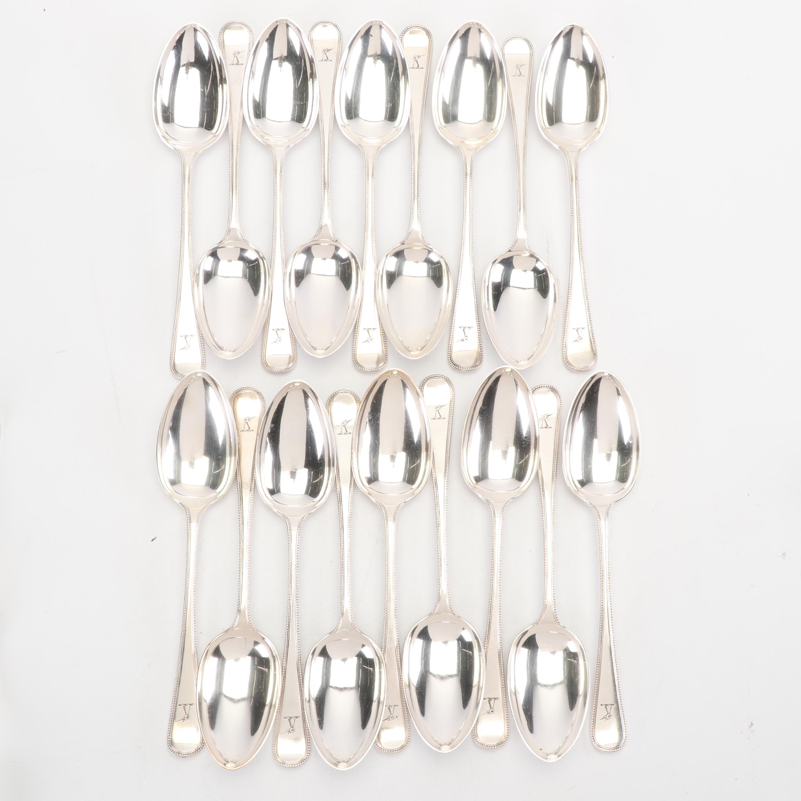 Elkington & Co. Silver Plate "Beaded" Flatware, Circa 1865