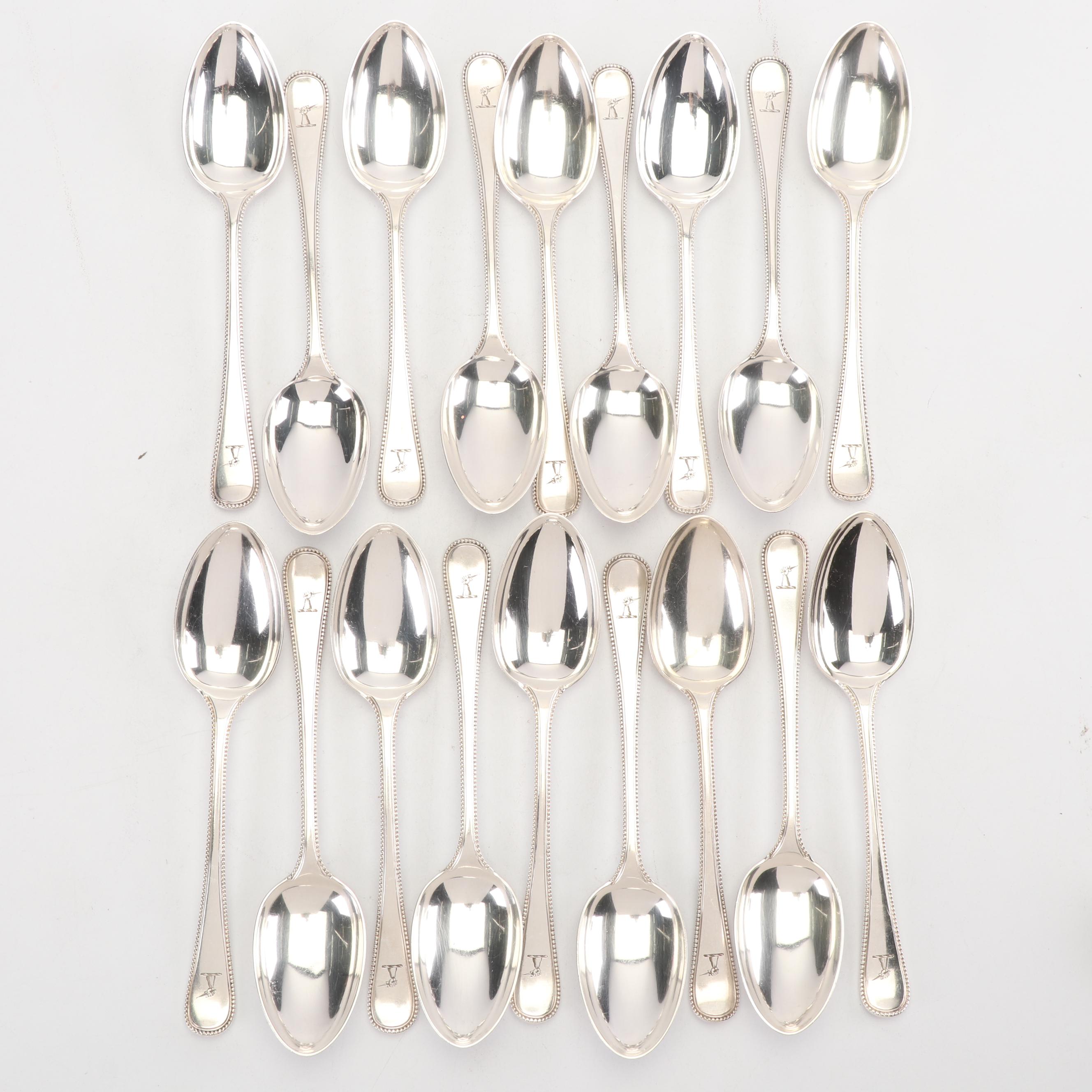 Elkington & Co. Silver Plate "Beaded" Flatware, Circa 1865
