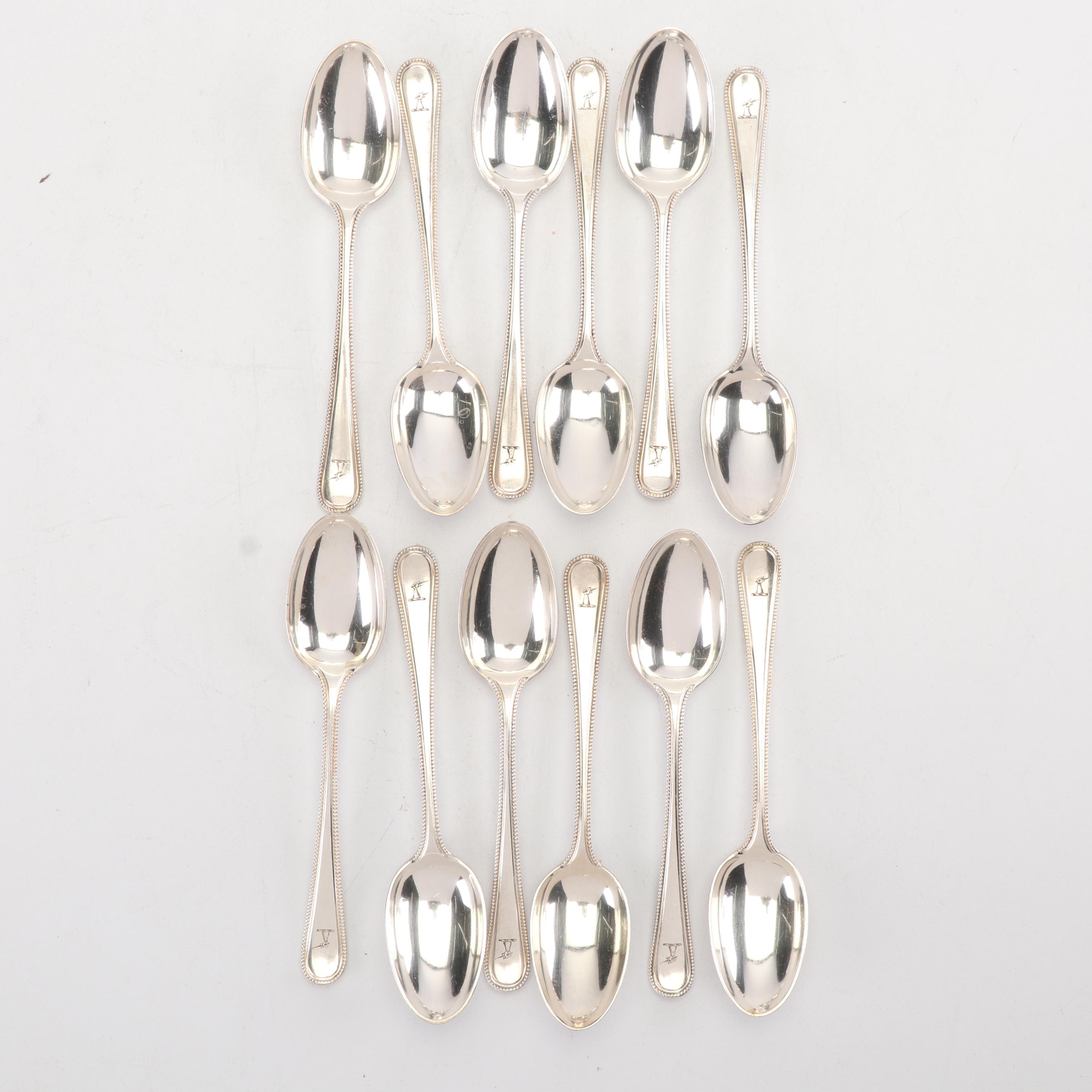 Elkington & Co. Silver Plate "Beaded" Flatware, Circa 1865