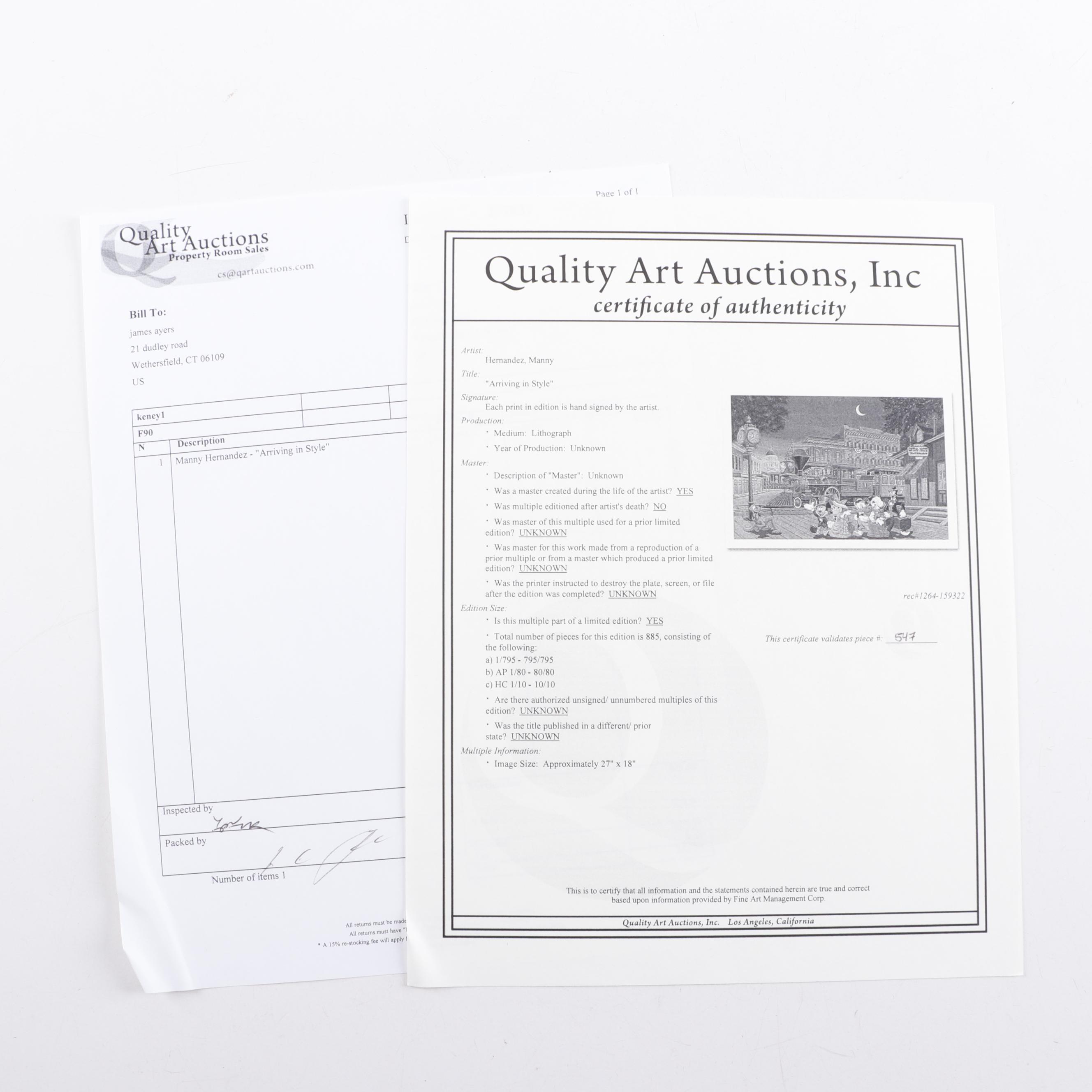 Manny Hernandez Offset Lithograph "Arriving in Style"