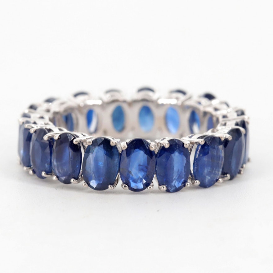 14K White Gold Blue Sapphire Eternity Ring