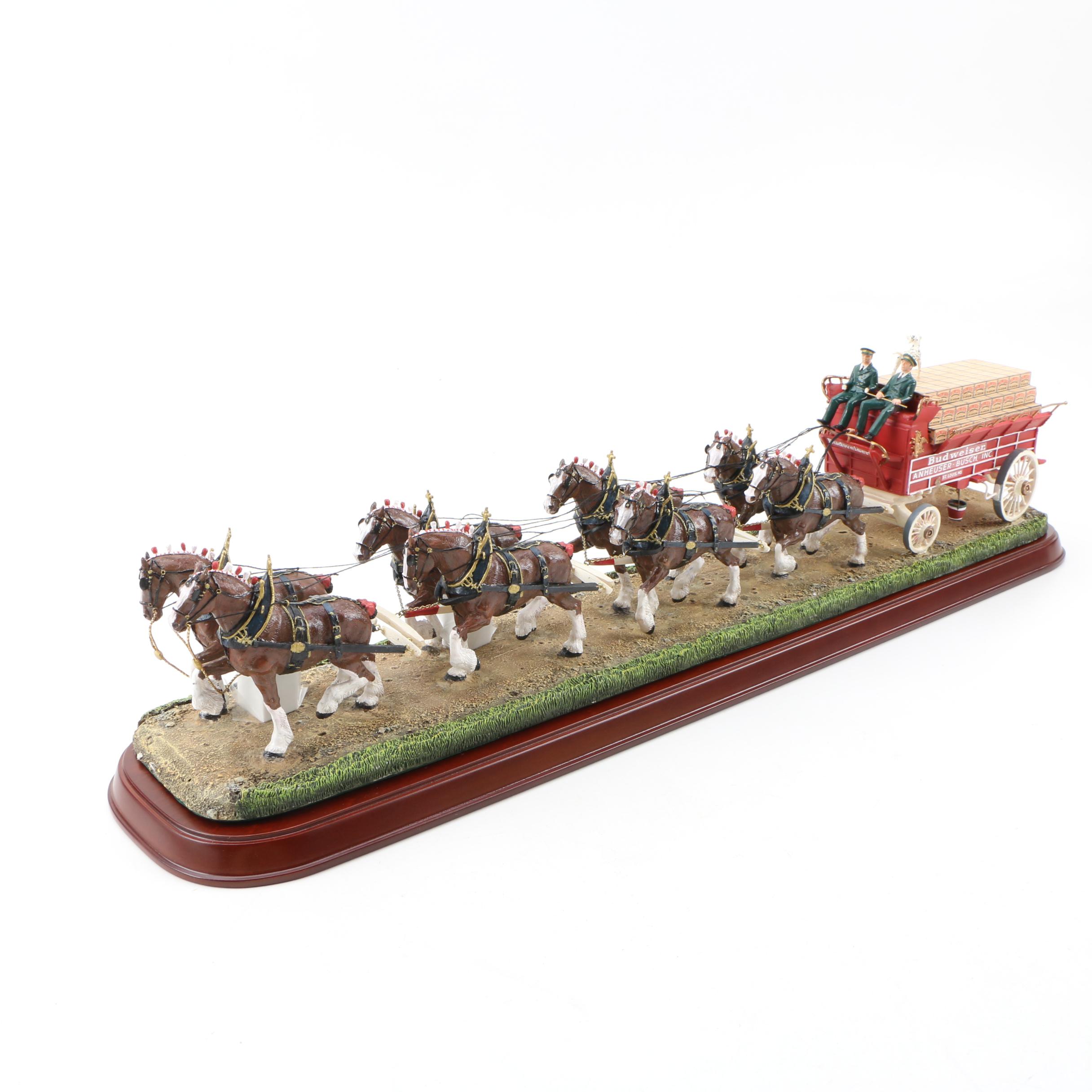 Danbury Mint Budweiser Clydesdales 8 Horse Hitch Display, 2001