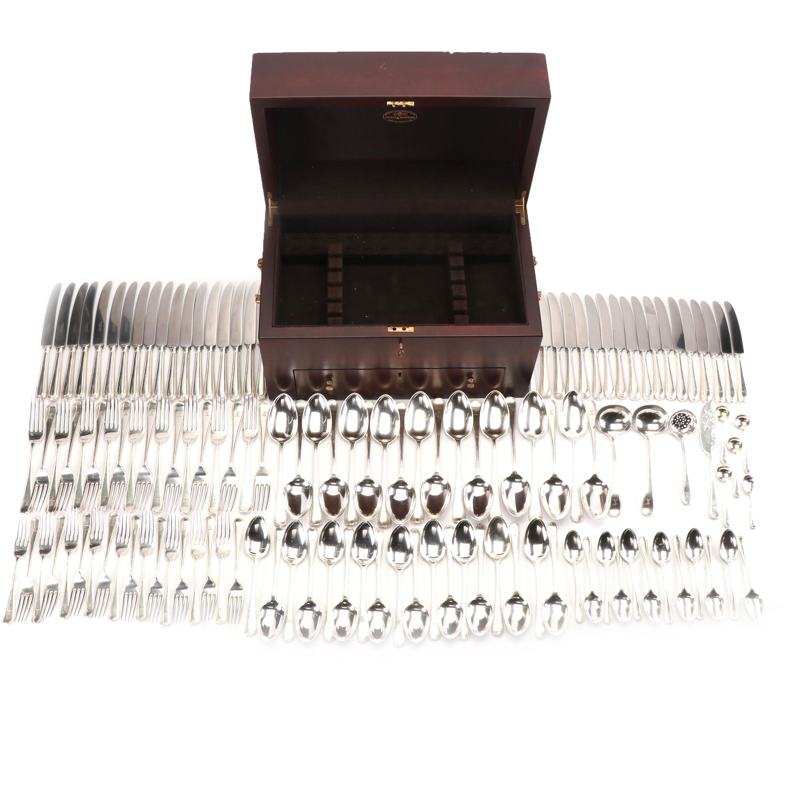 Elkington & Co. Silver Plate "Beaded" Flatware, Circa 1865