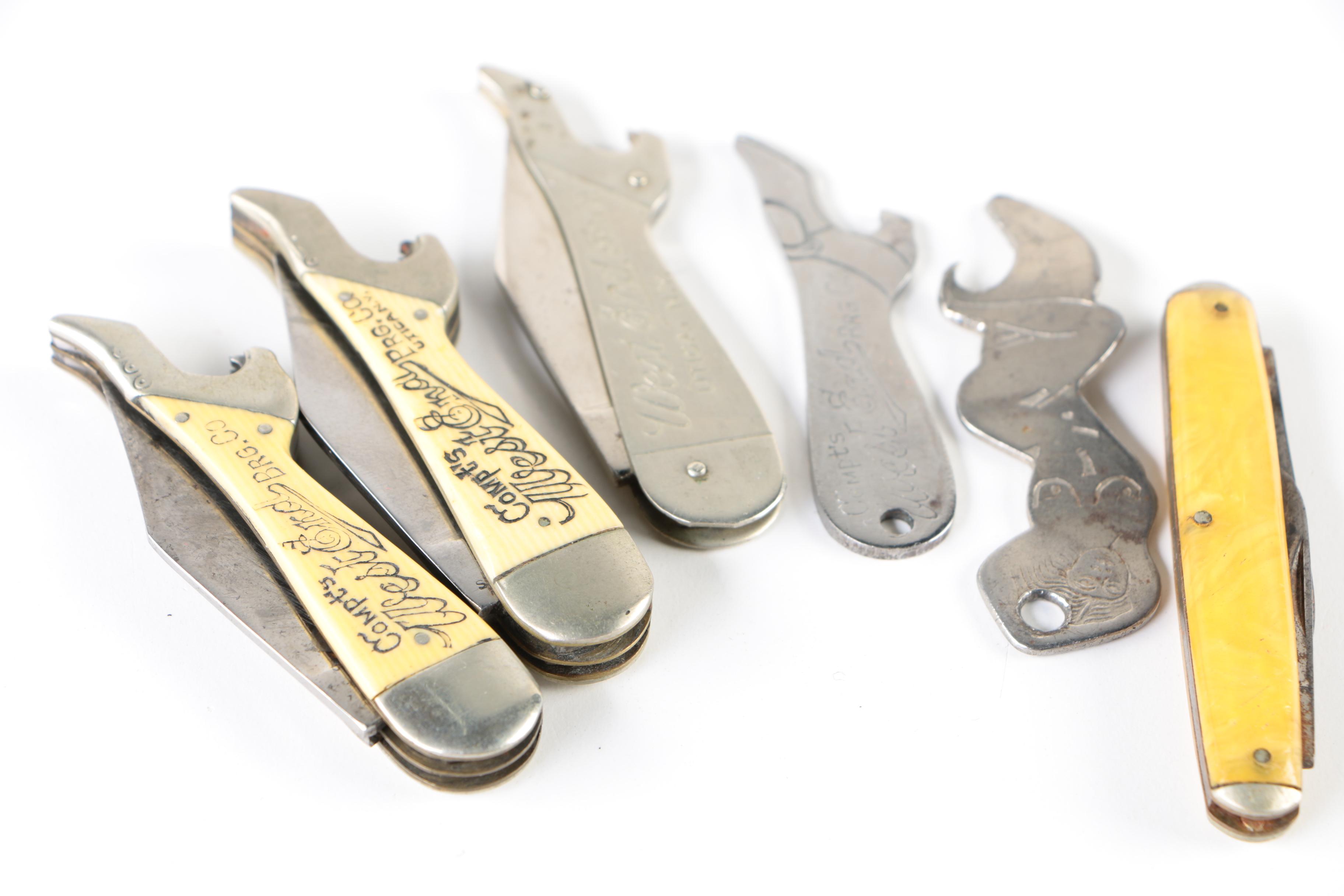 Utica Club Pocket Knives and Bottle Openers, Vintage