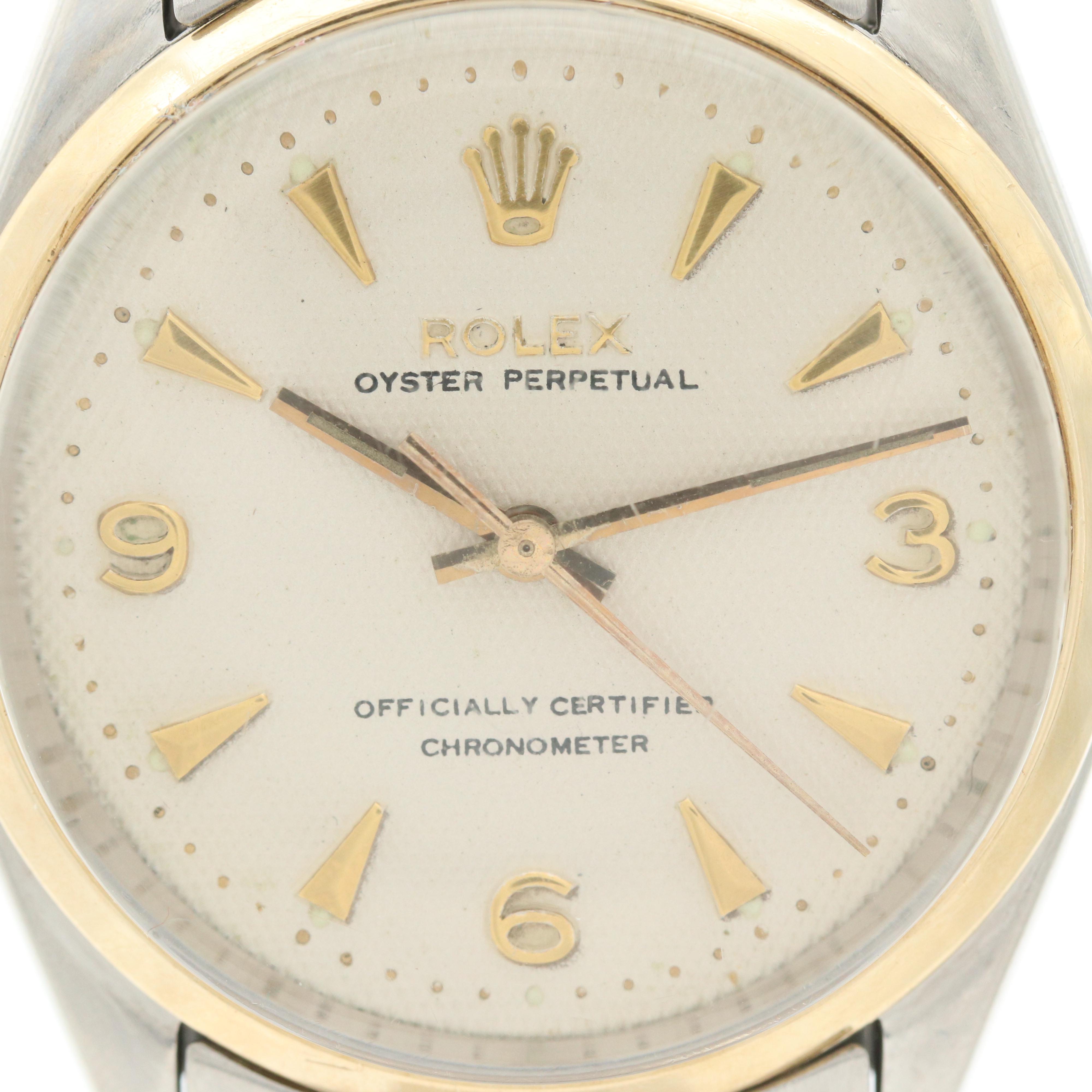 Vintage Rolex Oyster Perpetual 18K Yellow Gold and Stainless Steel Watch