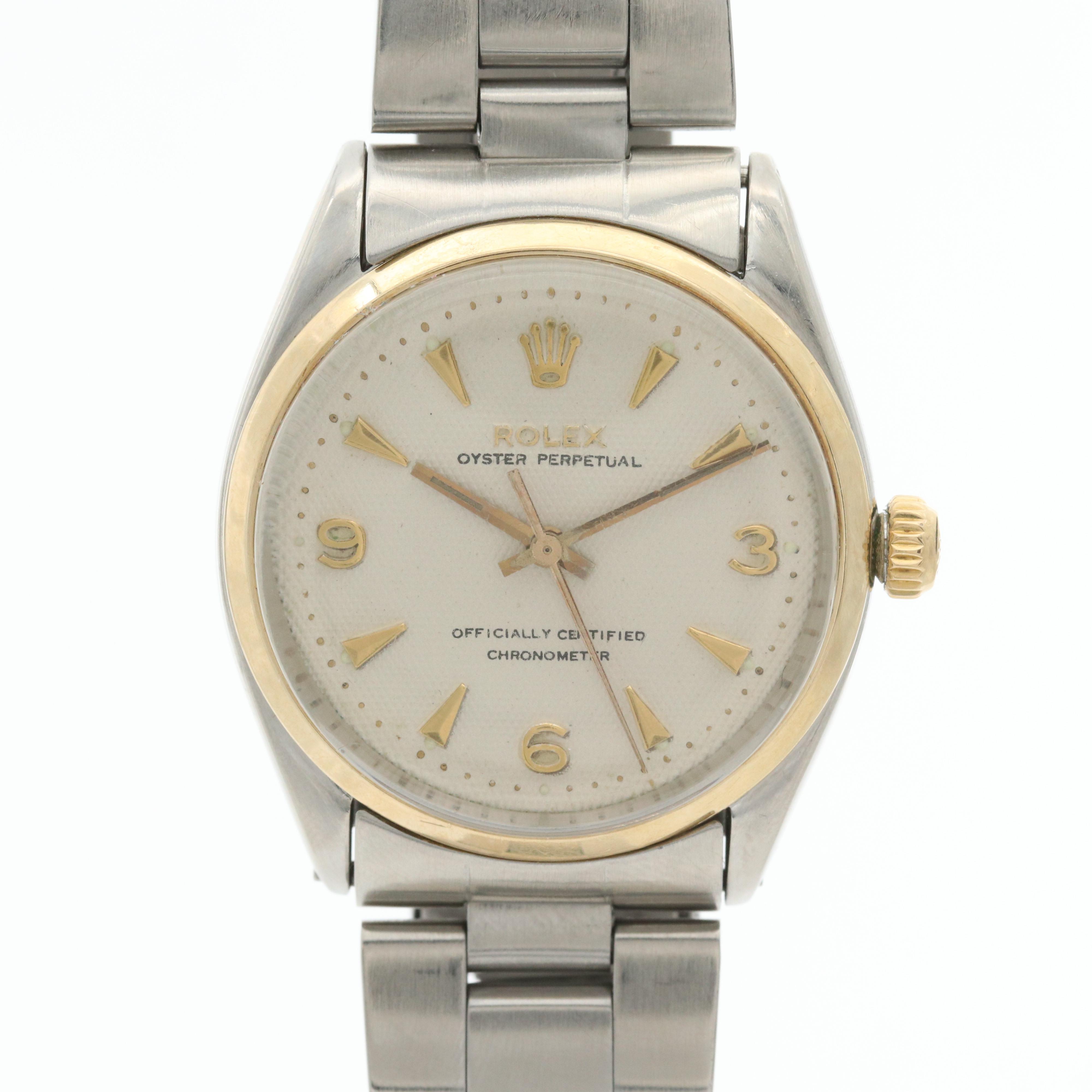 Vintage Rolex Oyster Perpetual 18K Yellow Gold and Stainless Steel Watch