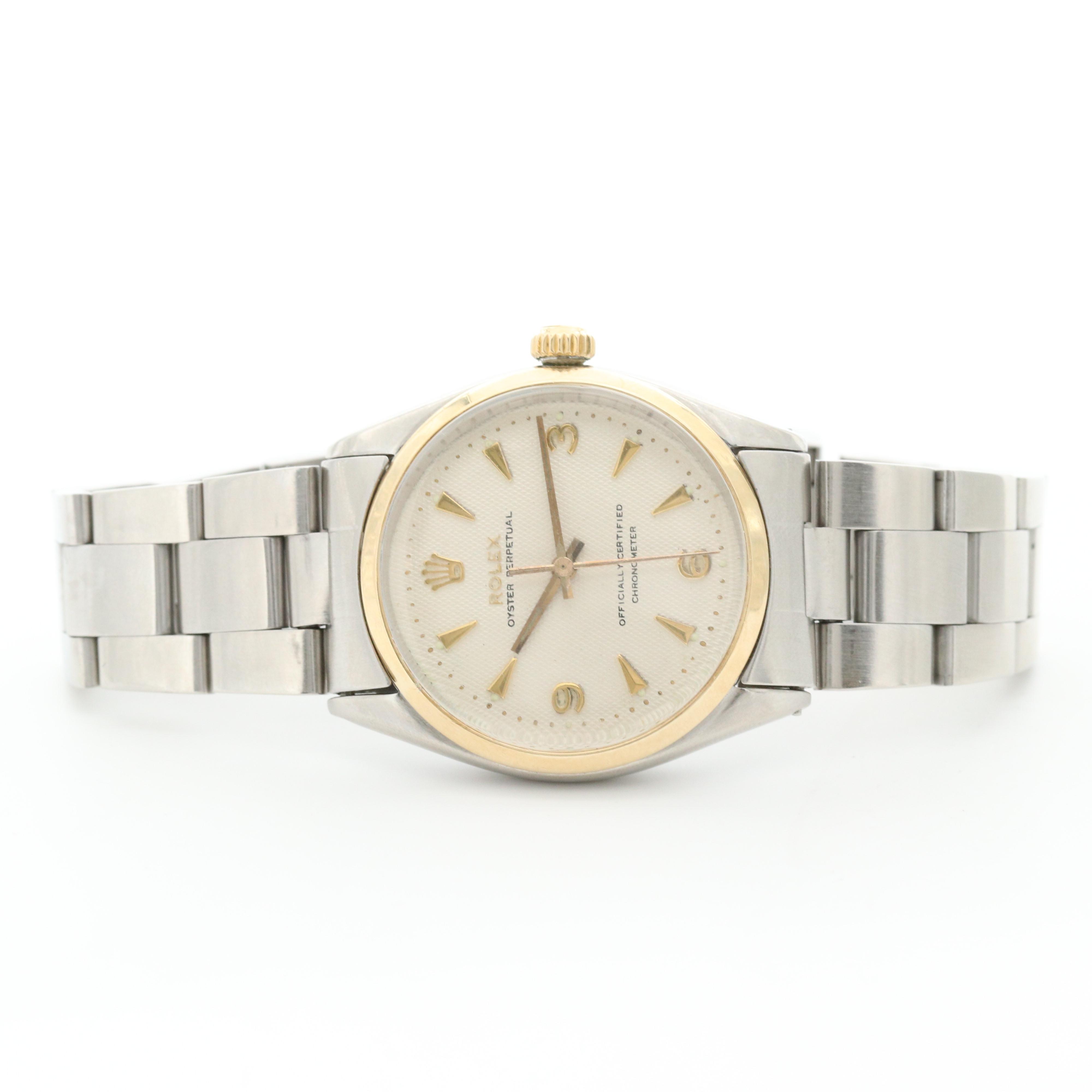 Vintage Rolex Oyster Perpetual 18K Yellow Gold and Stainless Steel Watch