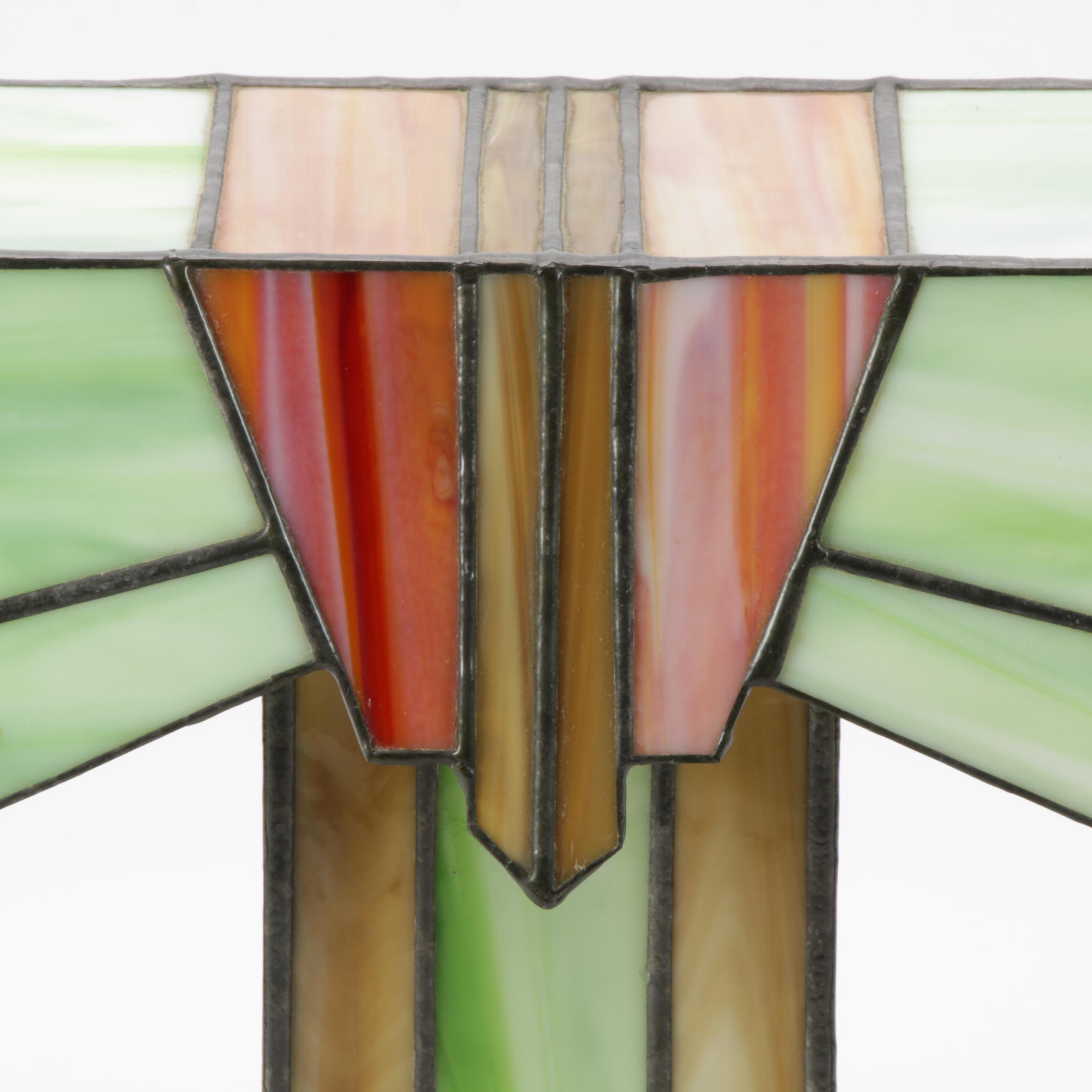 Art Deco Style Slag Glass Lamp, Late 20th Century