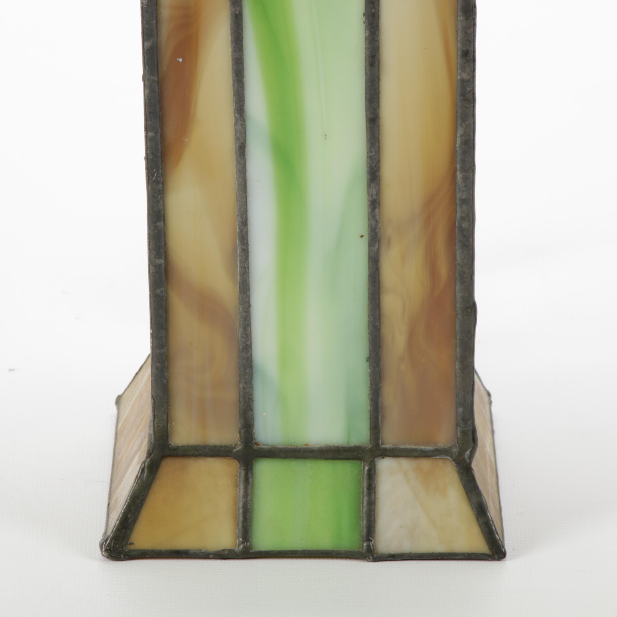 Art Deco Style Slag Glass Lamp, Late 20th Century