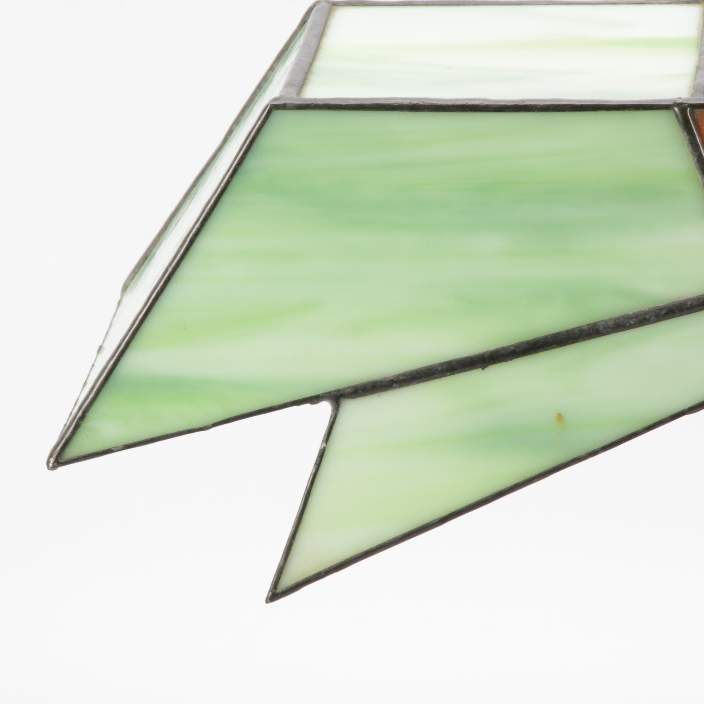 Art Deco Style Slag Glass Lamp, Late 20th Century