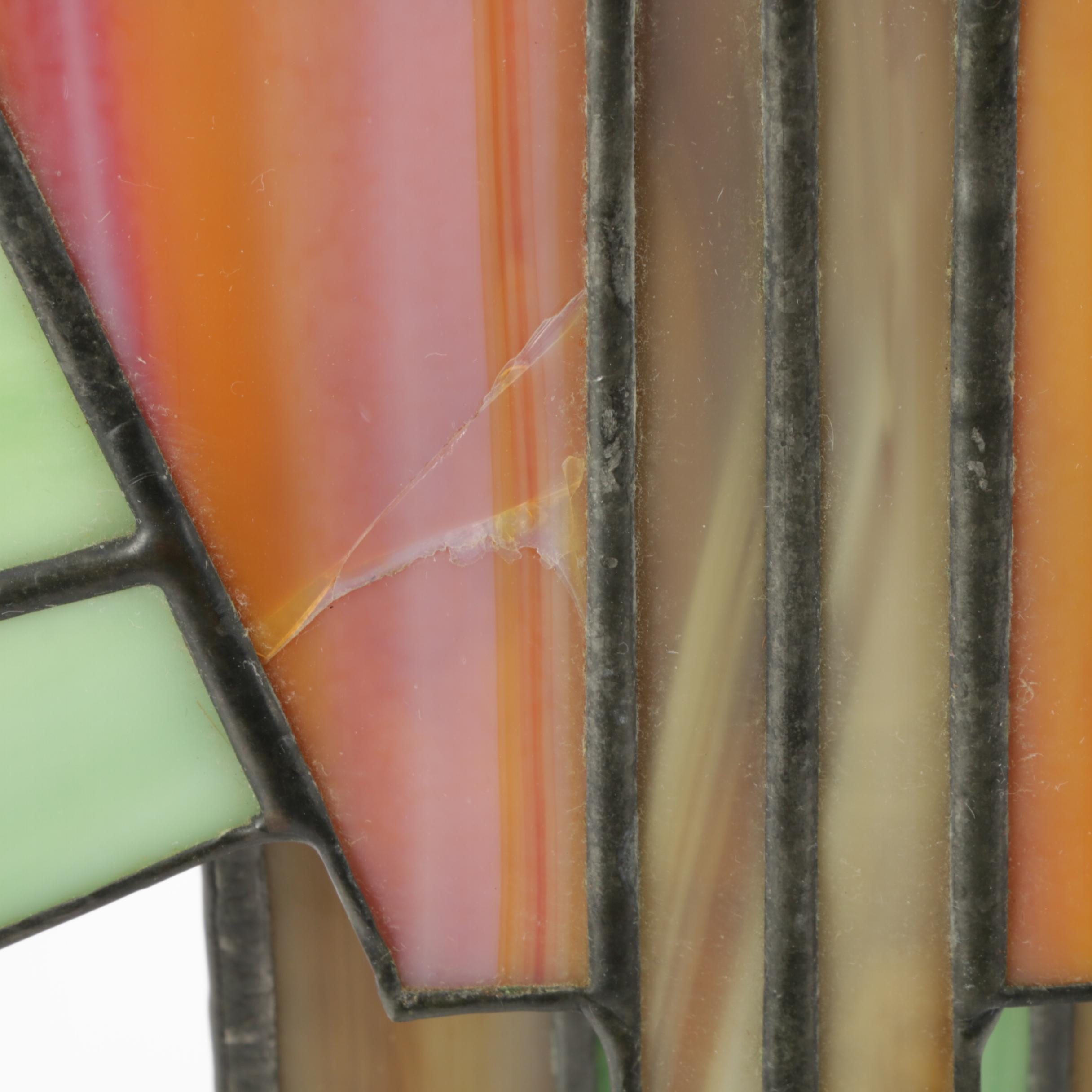 Art Deco Style Slag Glass Lamp, Late 20th Century