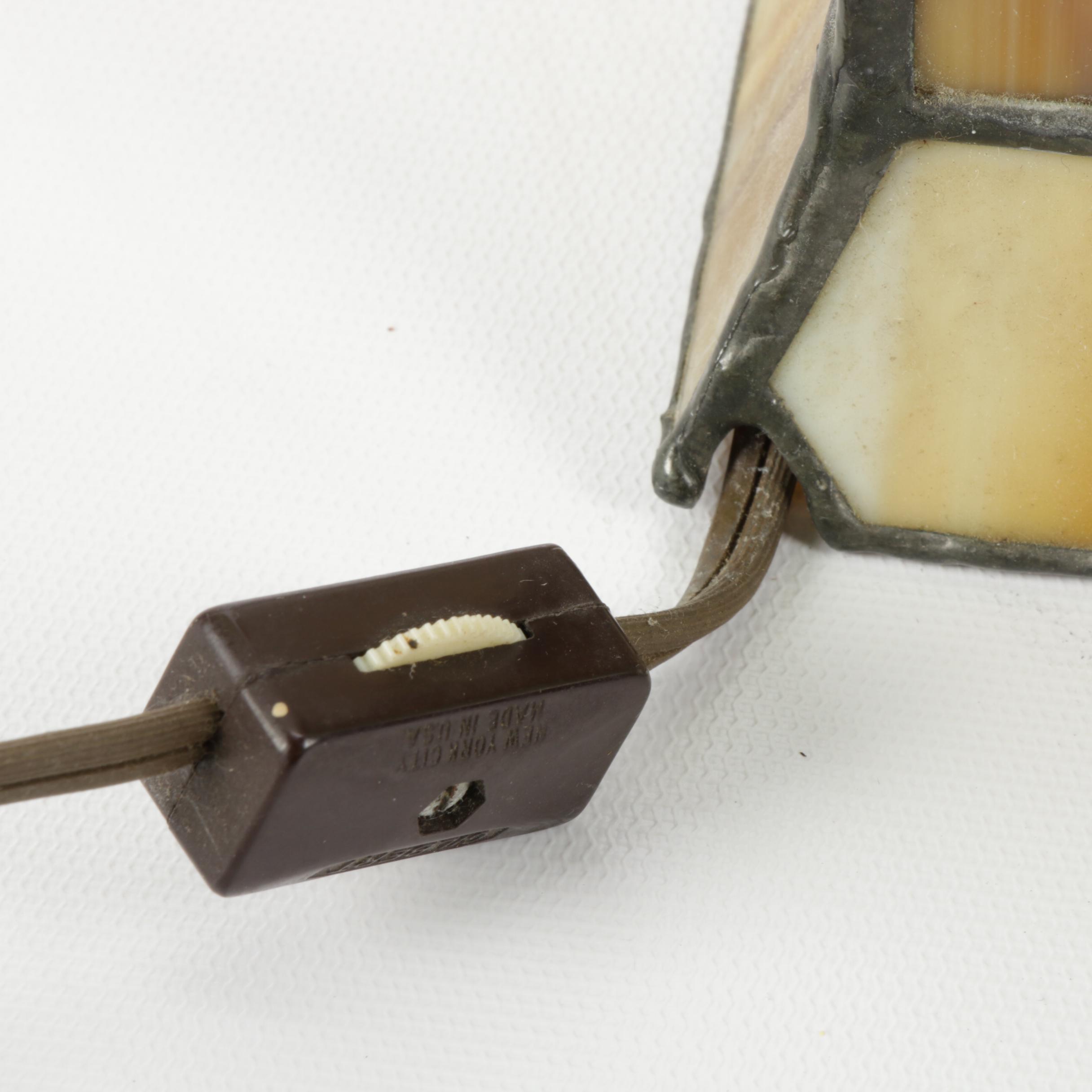 Art Deco Style Slag Glass Lamp, Late 20th Century