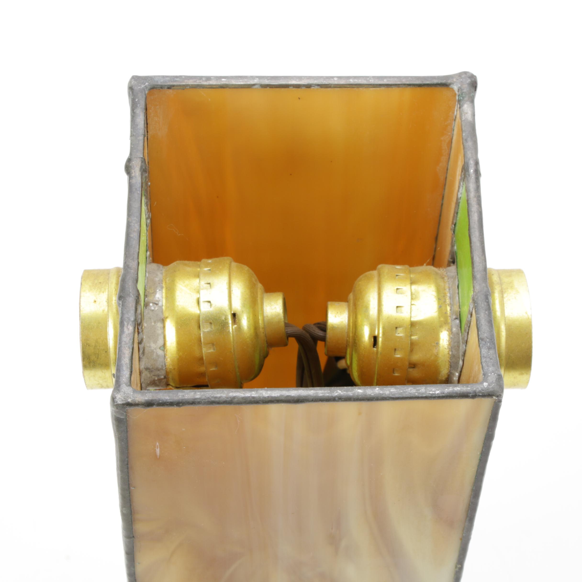 Art Deco Style Slag Glass Lamp, Late 20th Century