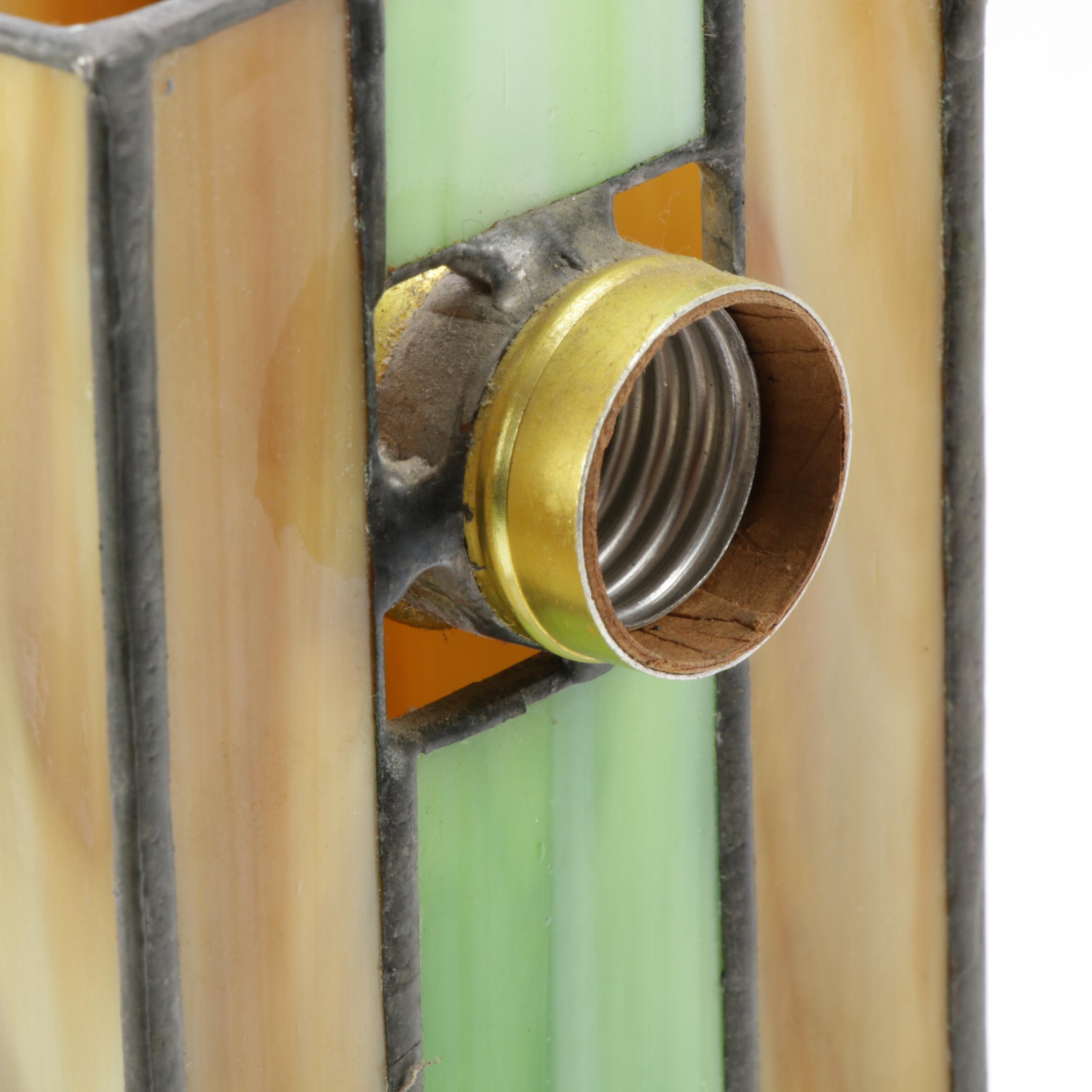 Art Deco Style Slag Glass Lamp, Late 20th Century