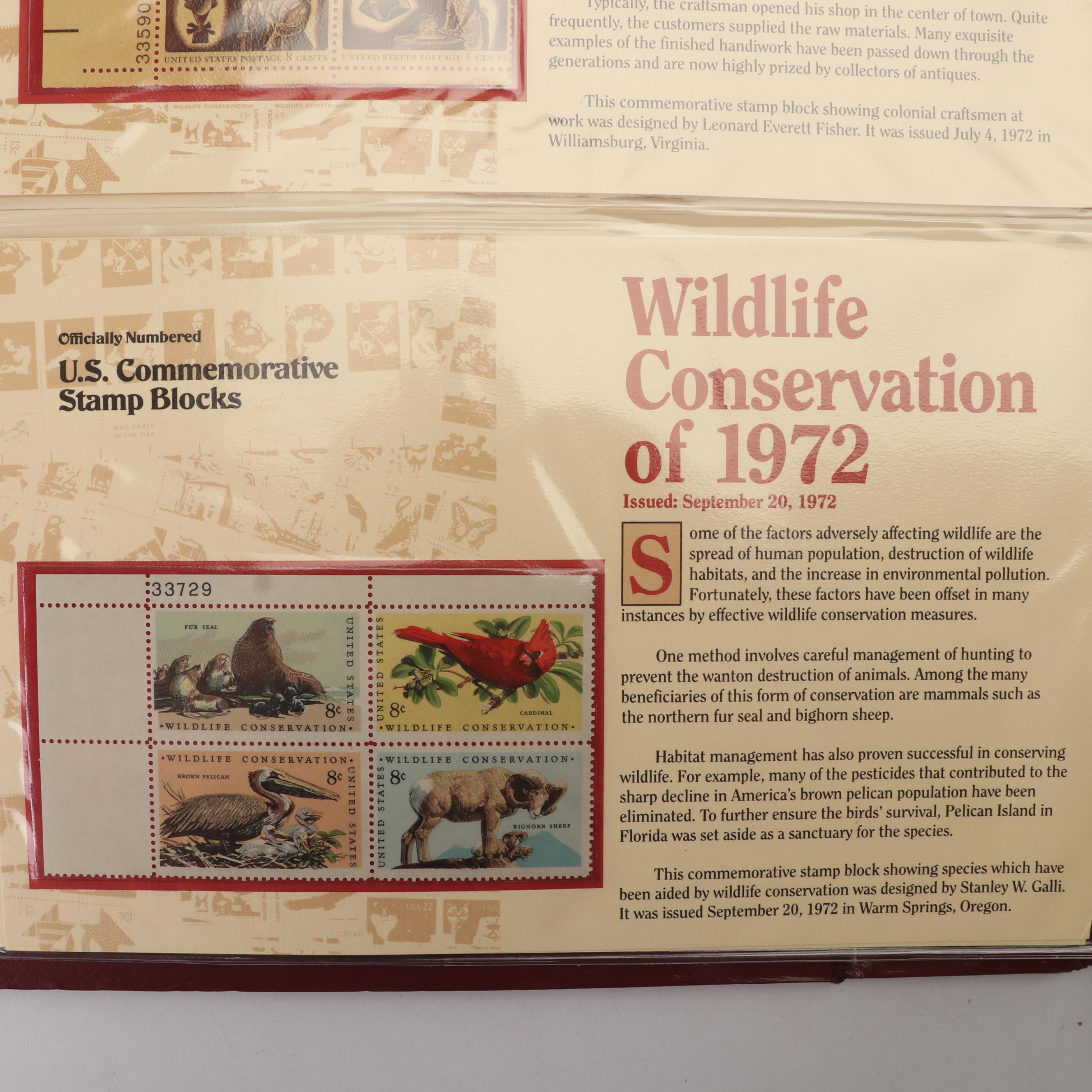 U.S. Commemorative Stamp Collectors Panels and Blocks Collection