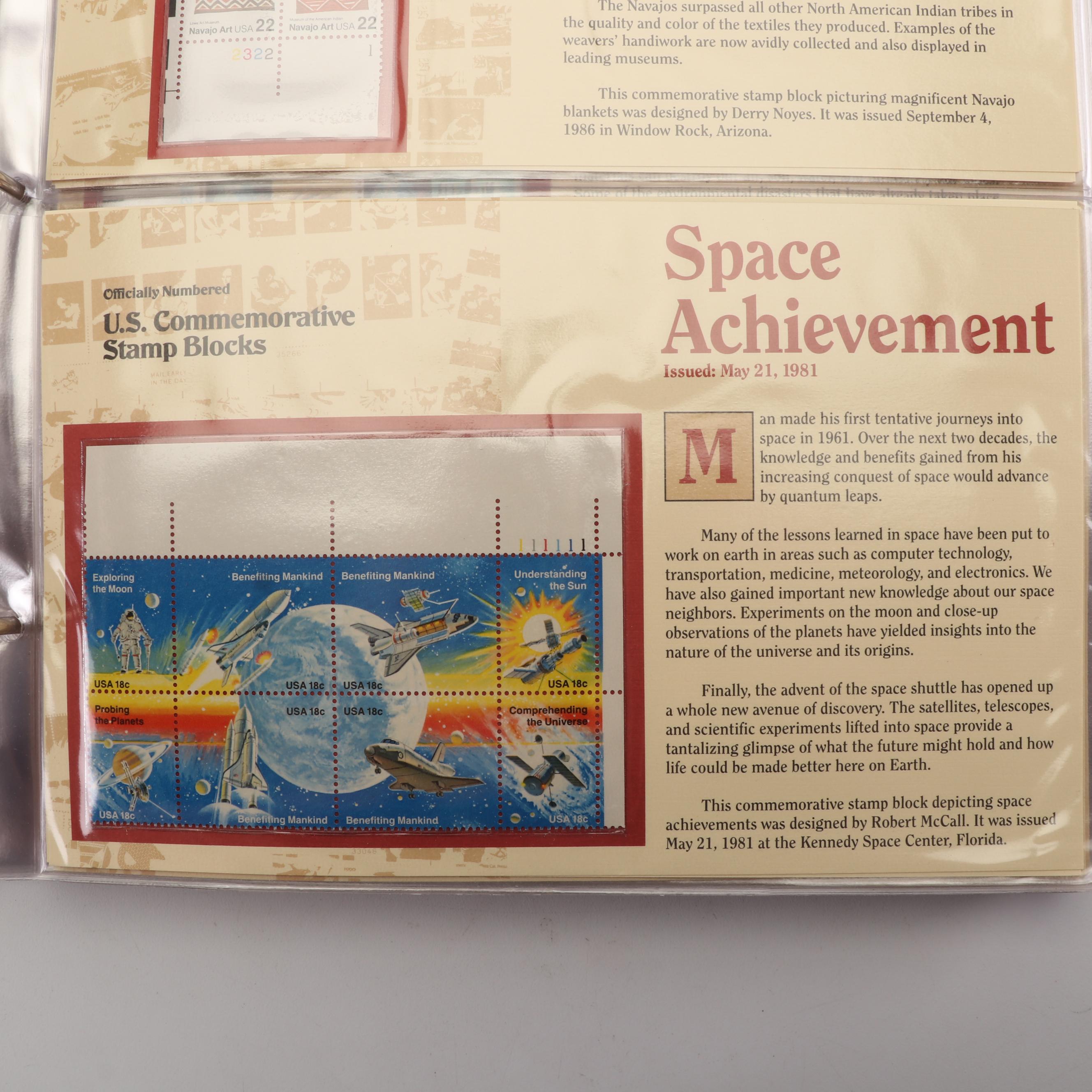 U.S. Commemorative Stamp Collectors Panels and Blocks Collection