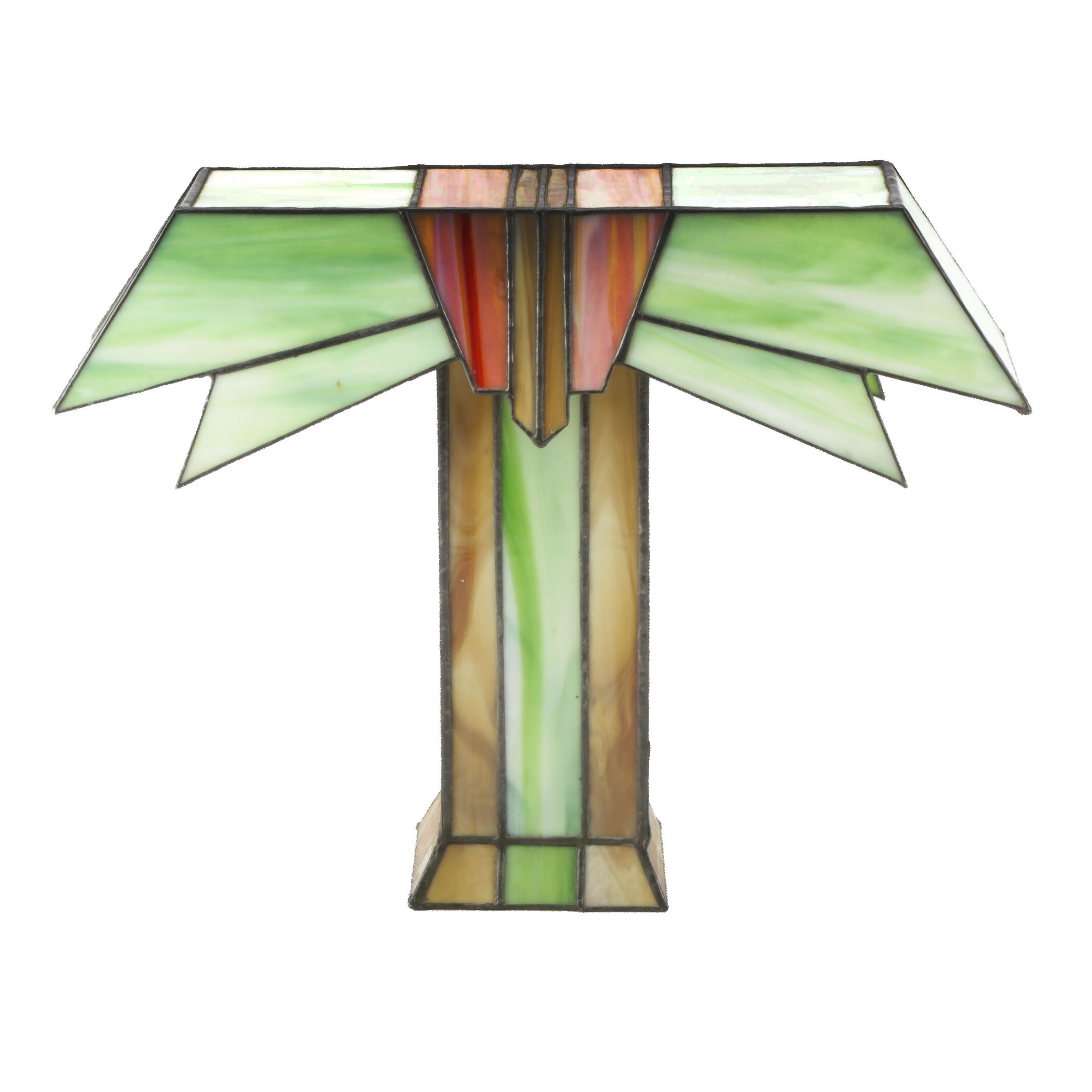 Art Deco Style Slag Glass Lamp, Late 20th Century