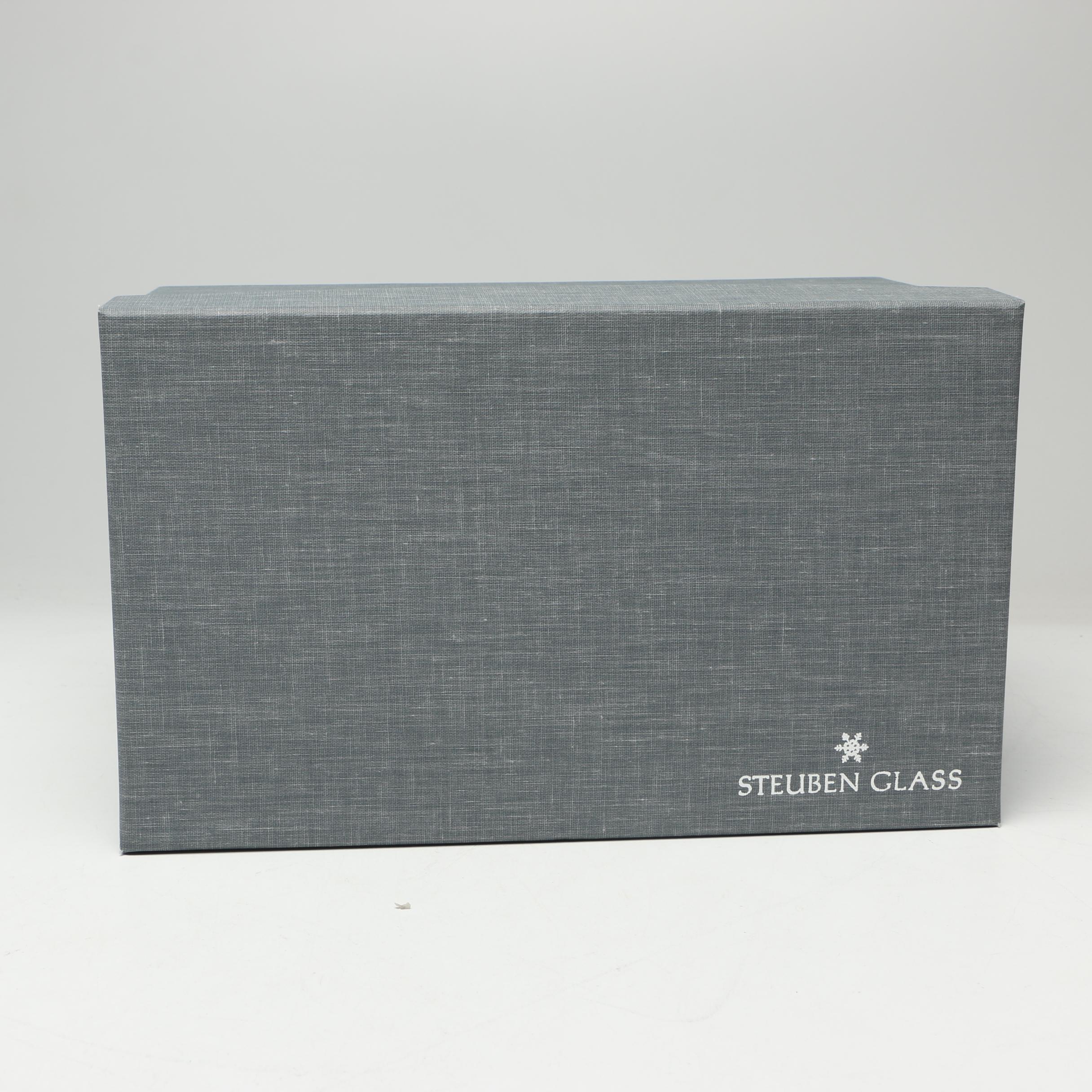 Steuben Art Glass "Trumpeting Elephant" Figurine Designed by James Houston