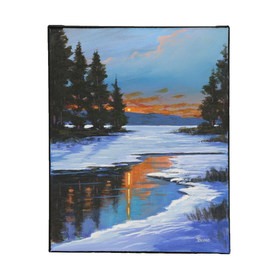 Douglas "Bumo" Johnpeer Oil Painting "River Snow"