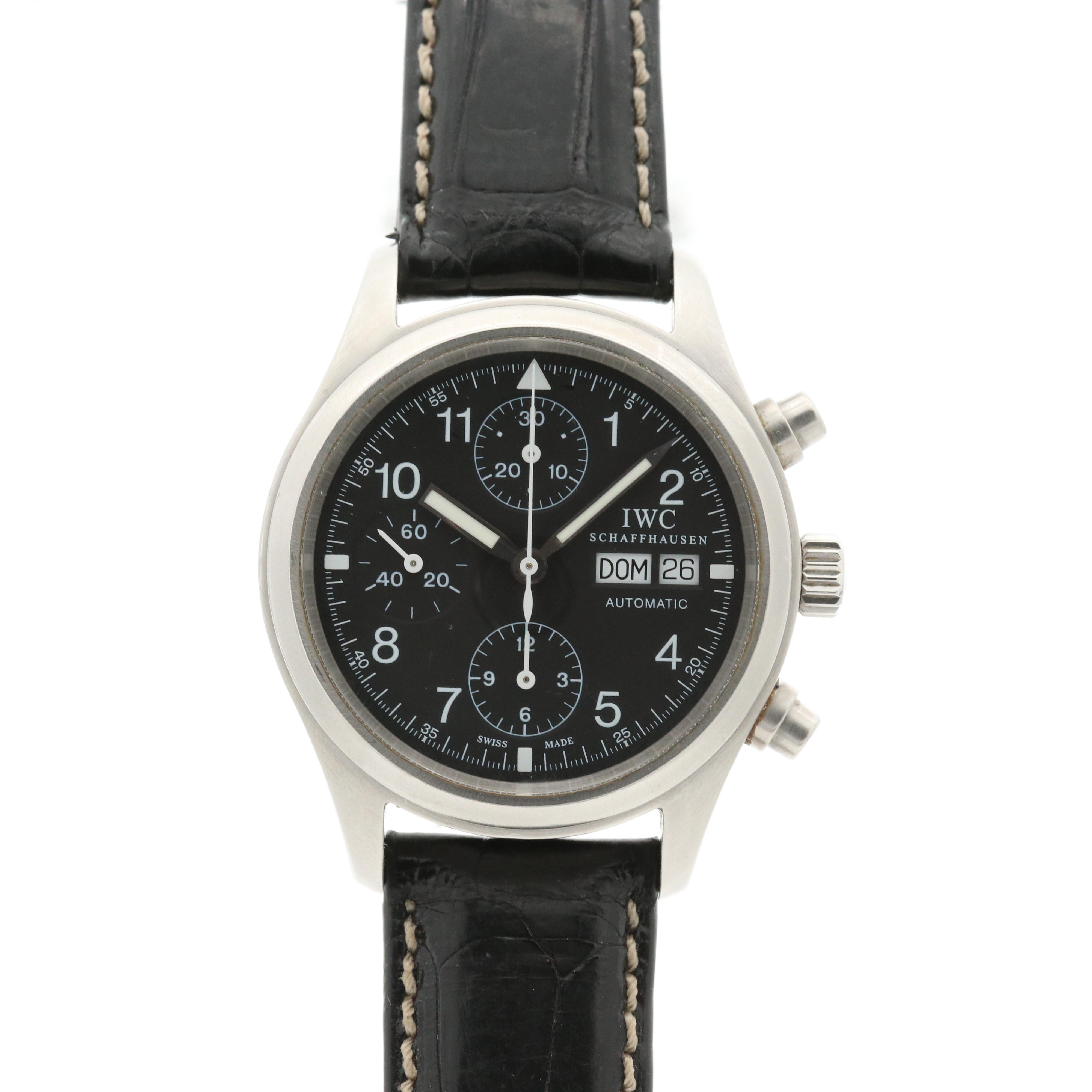IWC Pilot Stainless Steel Der Flieger Chronograph Automatic Watch