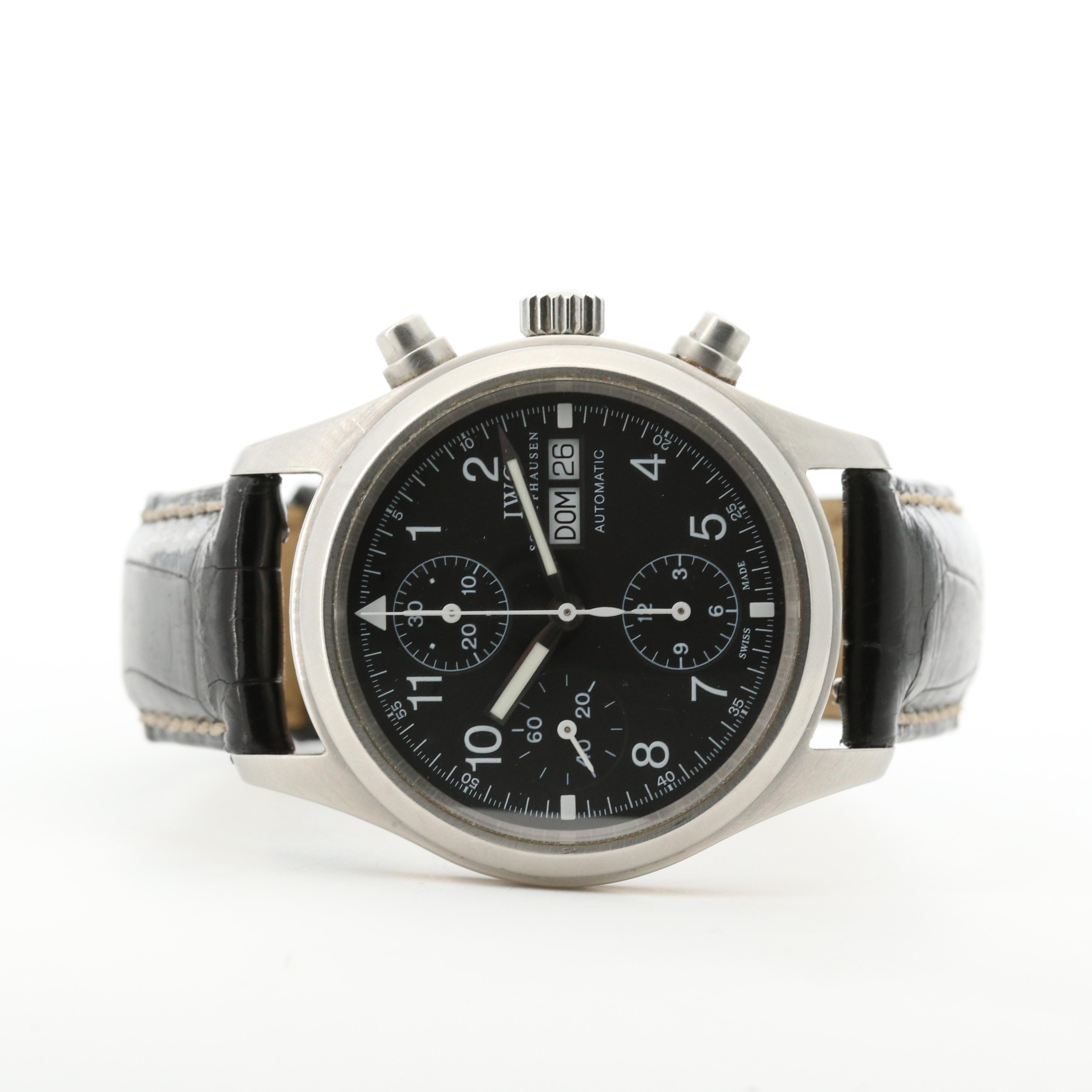 IWC Pilot Stainless Steel Der Flieger Chronograph Automatic Watch