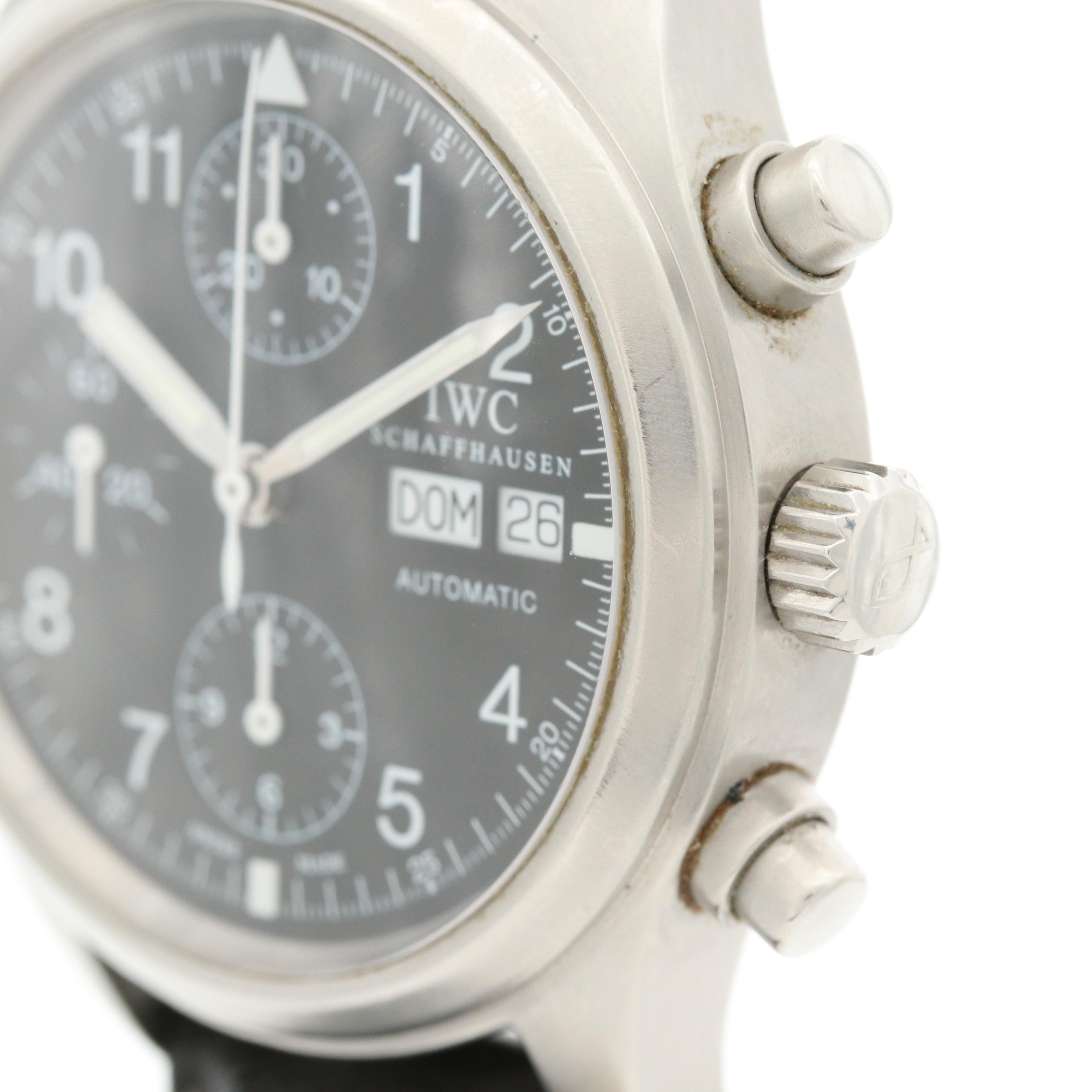 IWC Pilot Stainless Steel Der Flieger Chronograph Automatic Watch