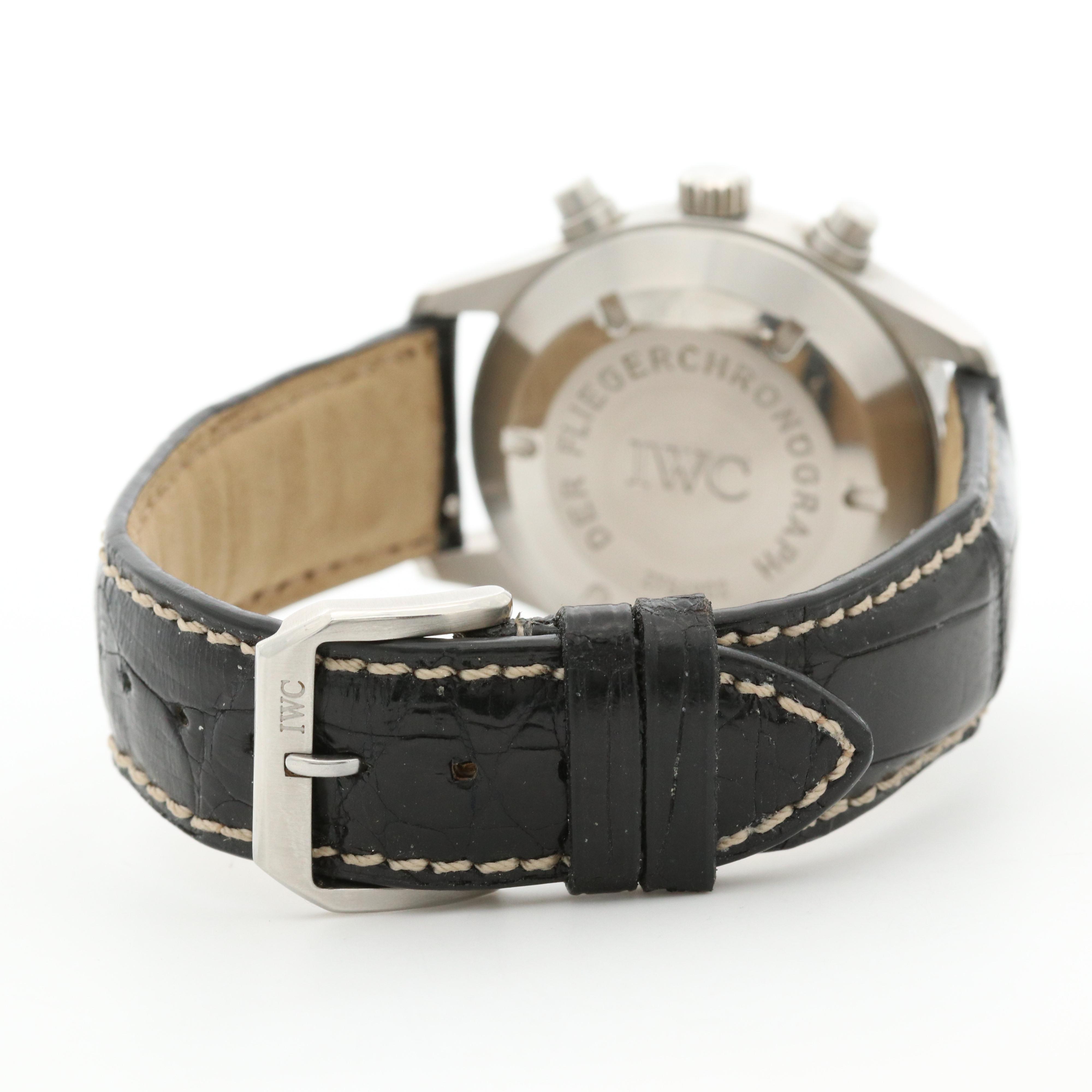 IWC Pilot Stainless Steel Der Flieger Chronograph Automatic Watch