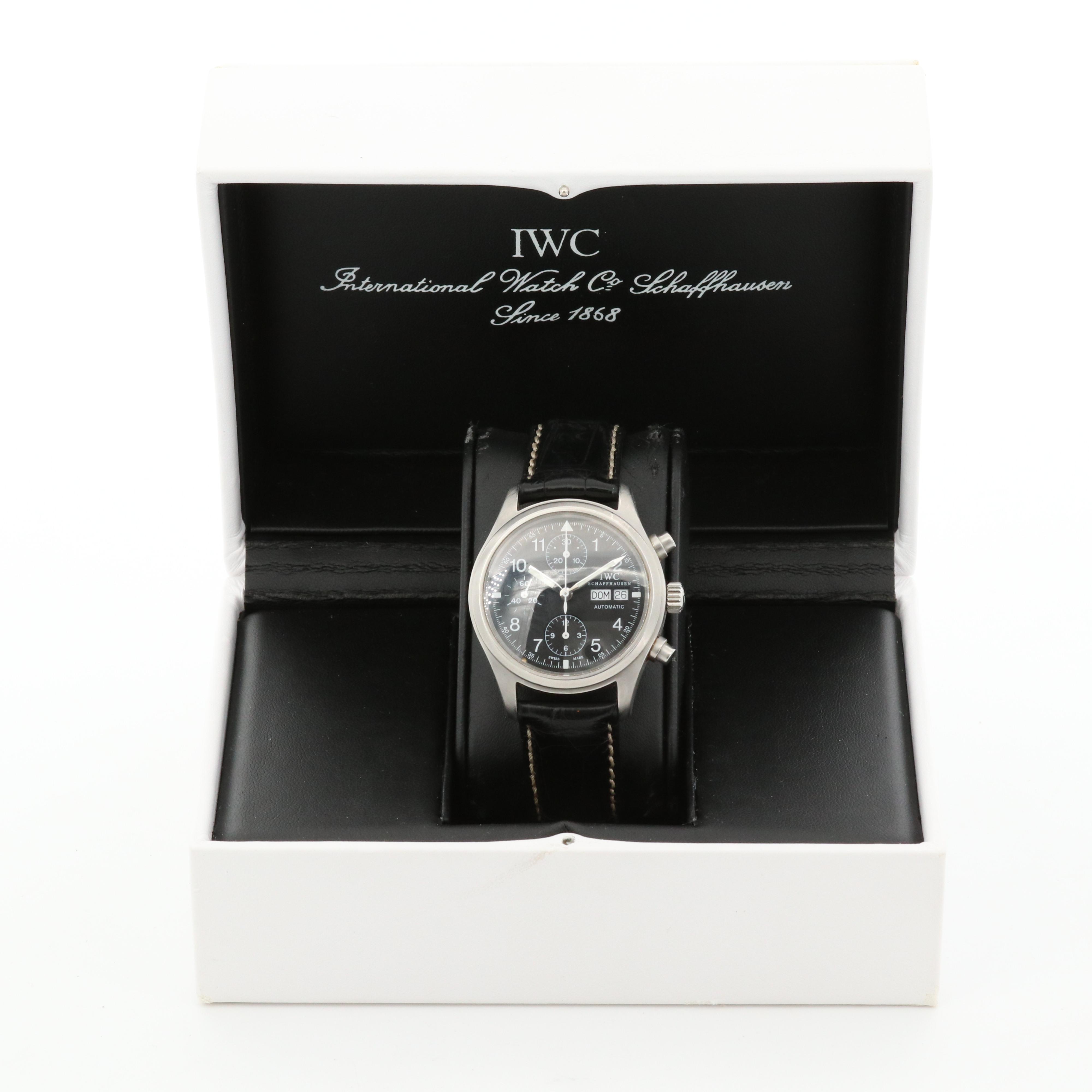 IWC Pilot Stainless Steel Der Flieger Chronograph Automatic Watch